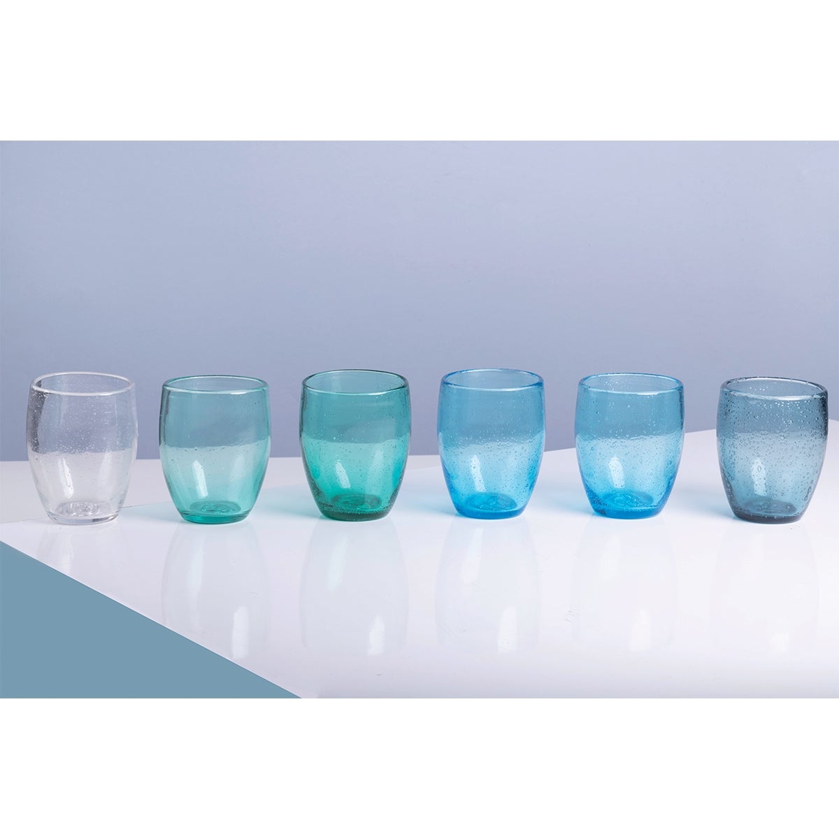 Lot De 6 Verres Soufflés à La Bouche Villa D'Este – Verre Orange, Neufs