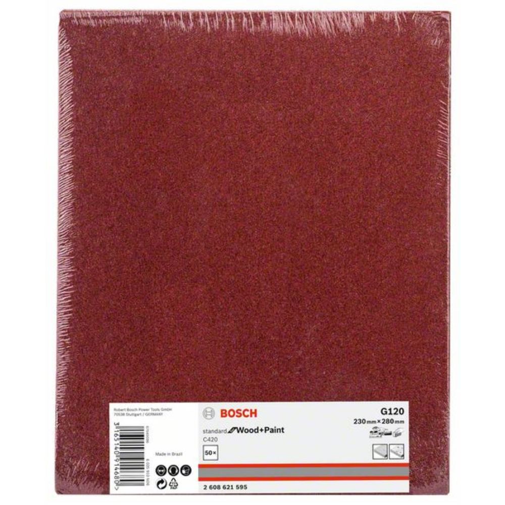 Folha de moagem de papel C420 padrão para madeira e tinta. 230 x 280 mm. 120 VPE: 50 - 2