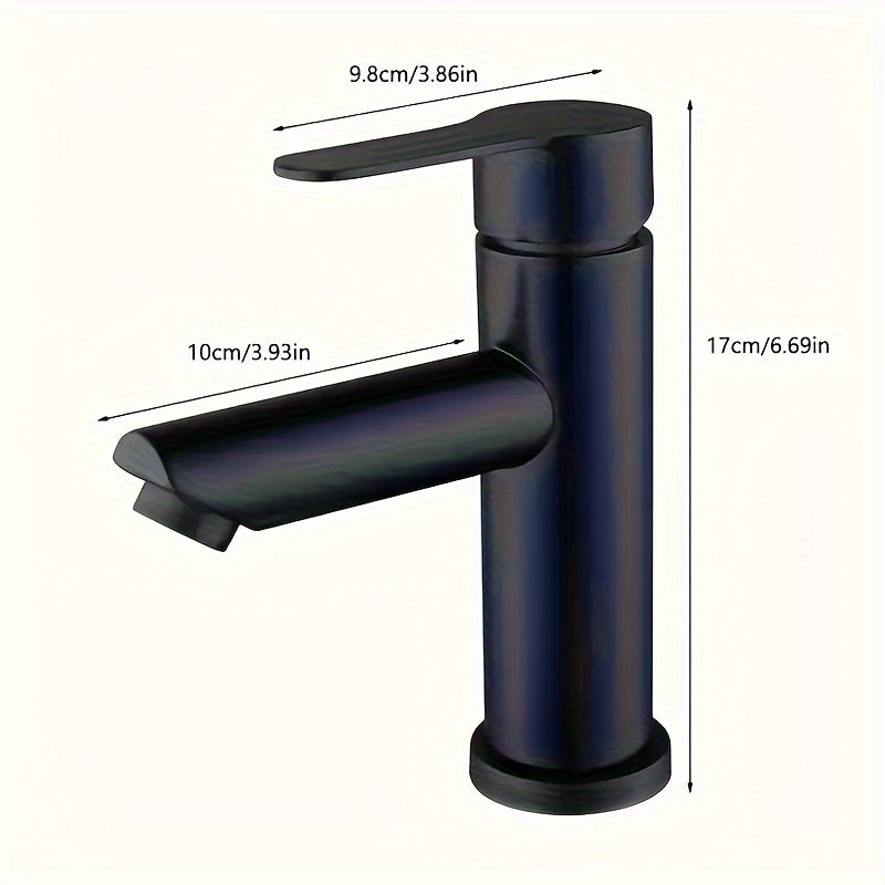 1 x Elegante grifo para lavabo de baño de aleación negra, agua caliente y fría, apto para cocina (sin manguera) - 2