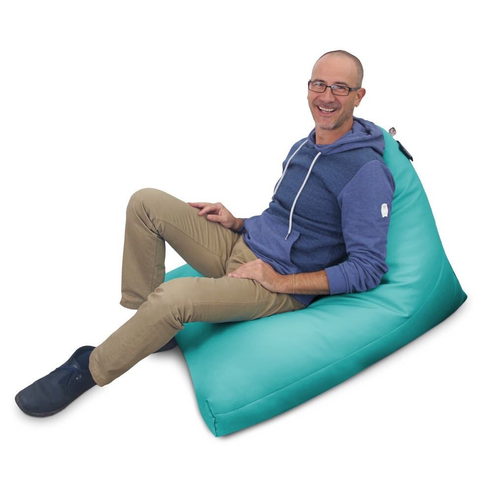Pouf Pyramide Similicuir Outdoor Turquoise XL - 2