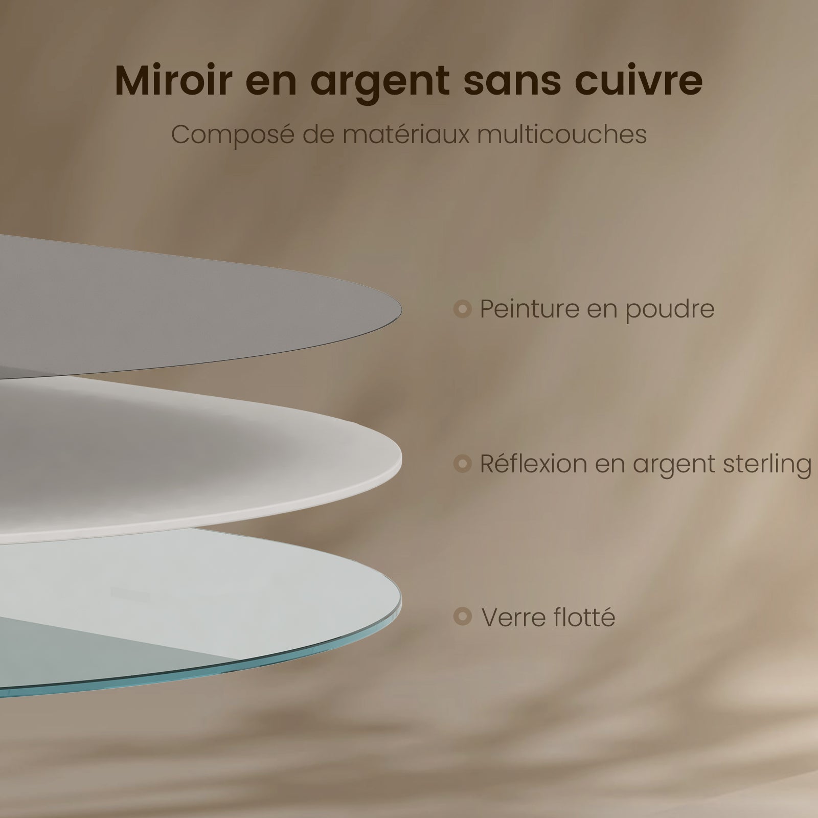 EMKE Miroir mural 50 × 70 cm Miroir ovale avec cadre doré, Miroir non lumineux salle de bain - 4
