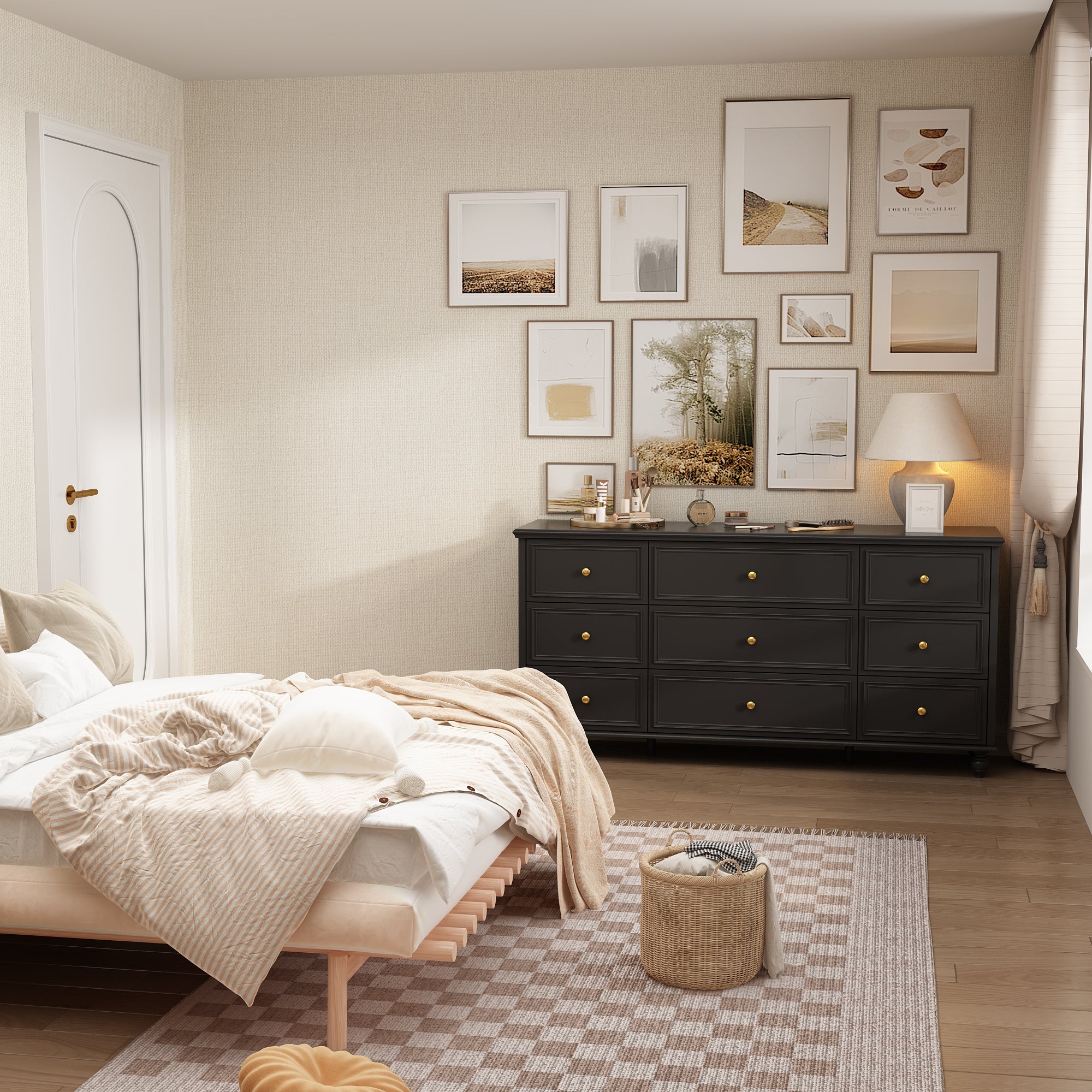 Commode Moderne avec 9 Tiroirs,160x40x80cm,Noir - 7