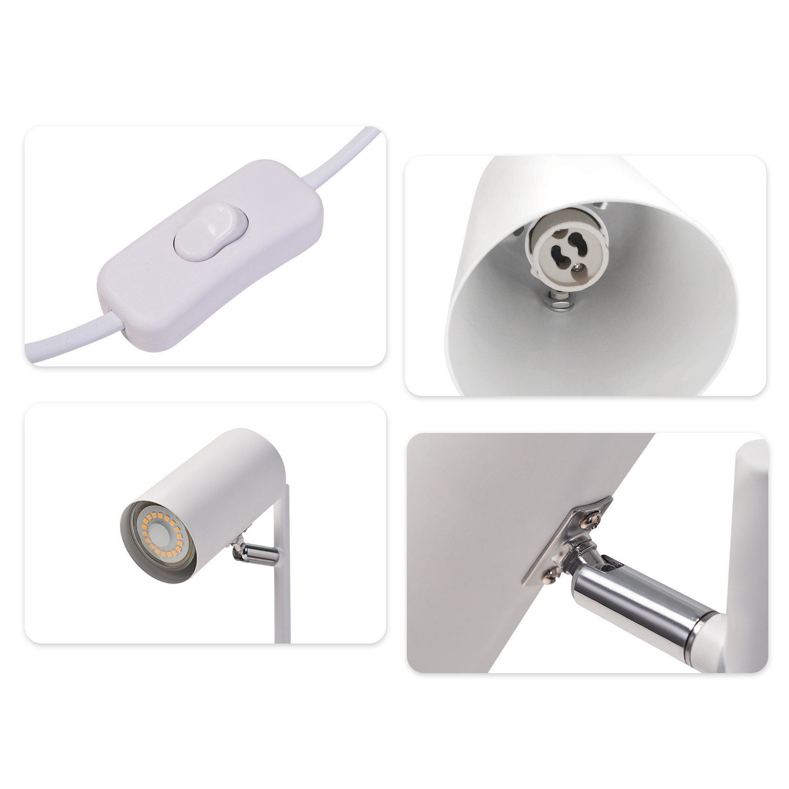 ZMH Lampe de table LED salon pivotante 350° GU10 lampe de table métal pour bureau - 7
