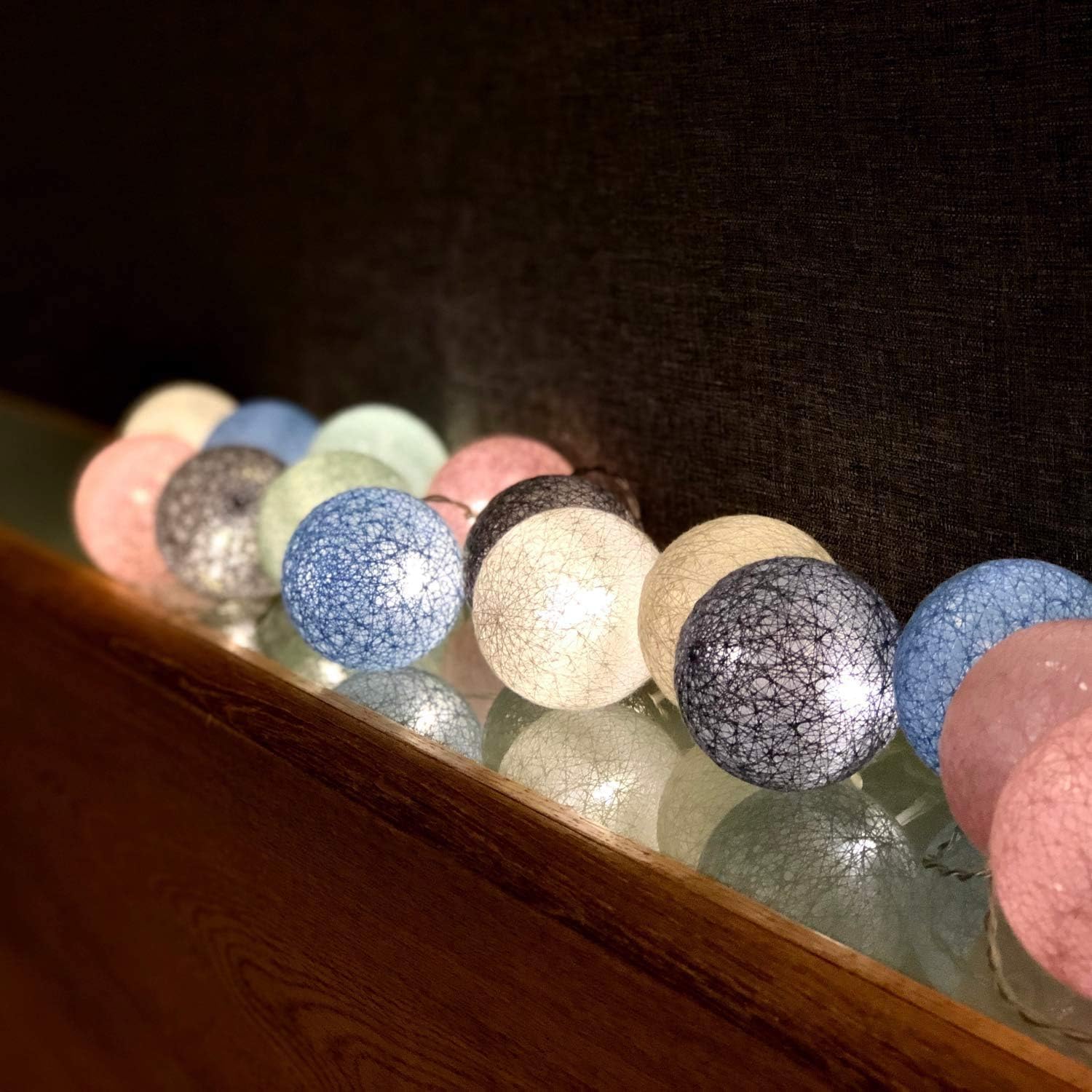 Guirlande Lumineuse Coton Boules Batteries - 3 M 20 LED Chaîne Lumineuse Avec Prise pour Chambre Rideau Fête Noël Anniversaire Halloween Mariage - 5