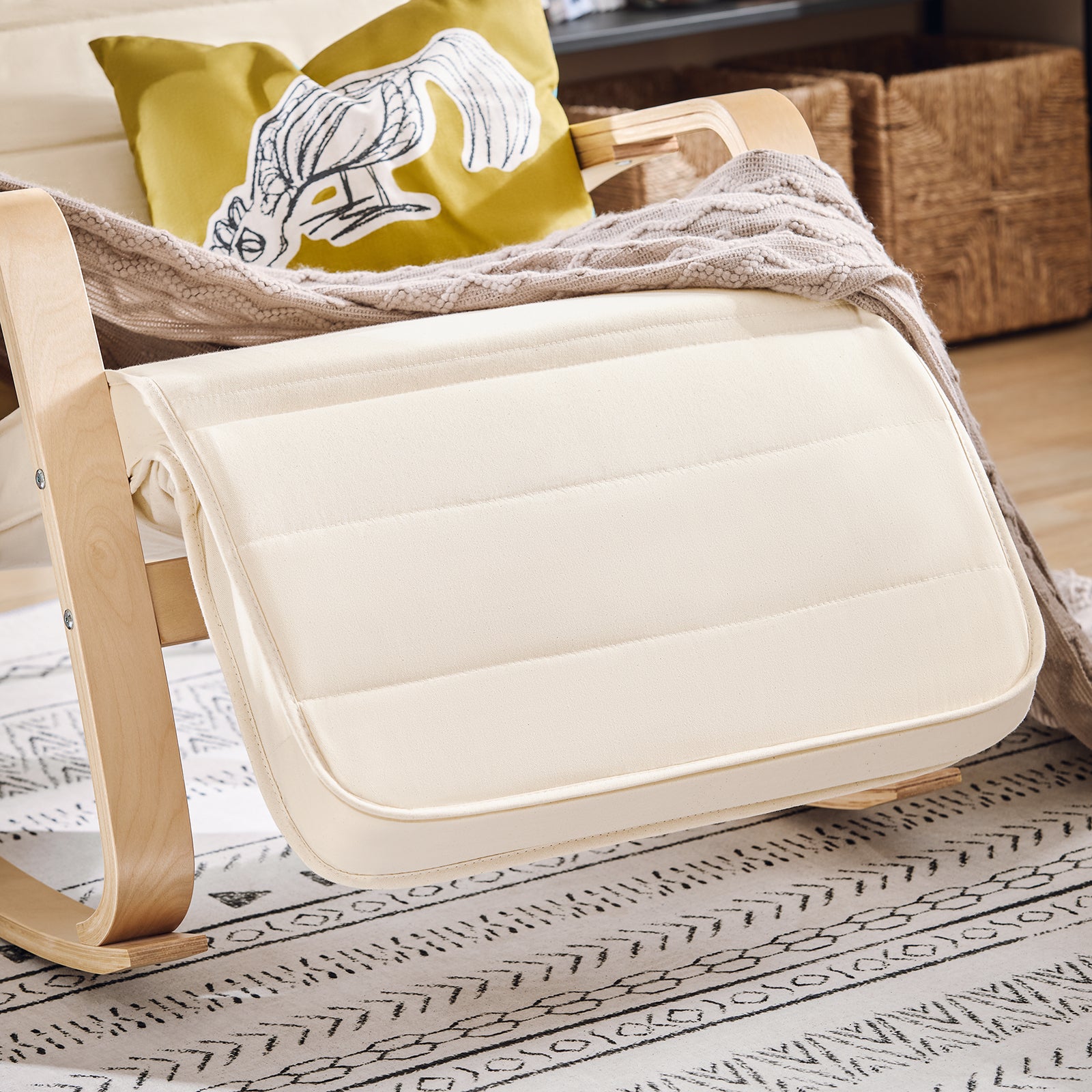 Silla de Relax Mecedora con Reposapiés Ajustable Sillón de Relax Beige FST16-W SoBuy ES - 7