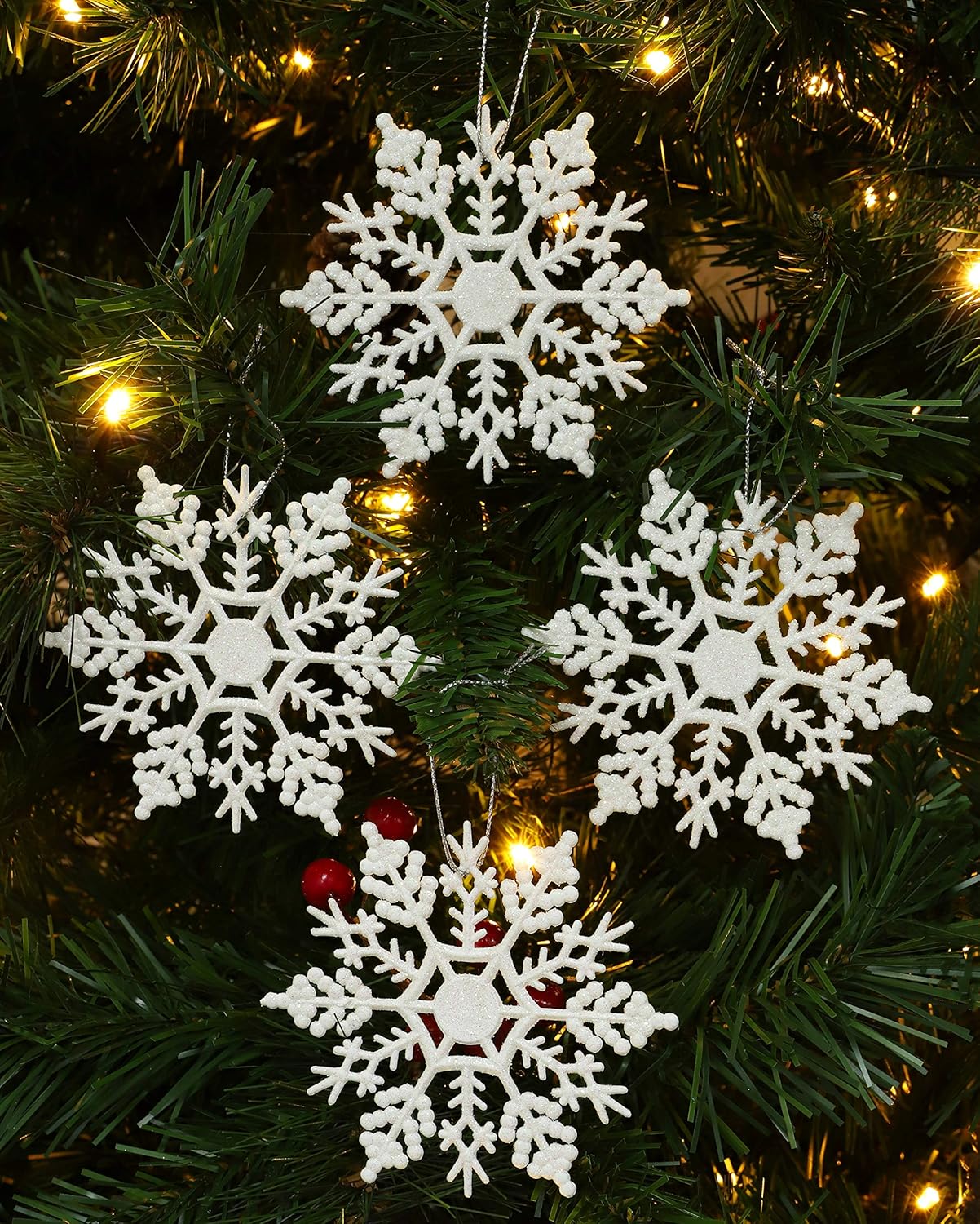 Confezione da 12 decorazioni da appendere a forma di fiocco di neve da 10 cm (4