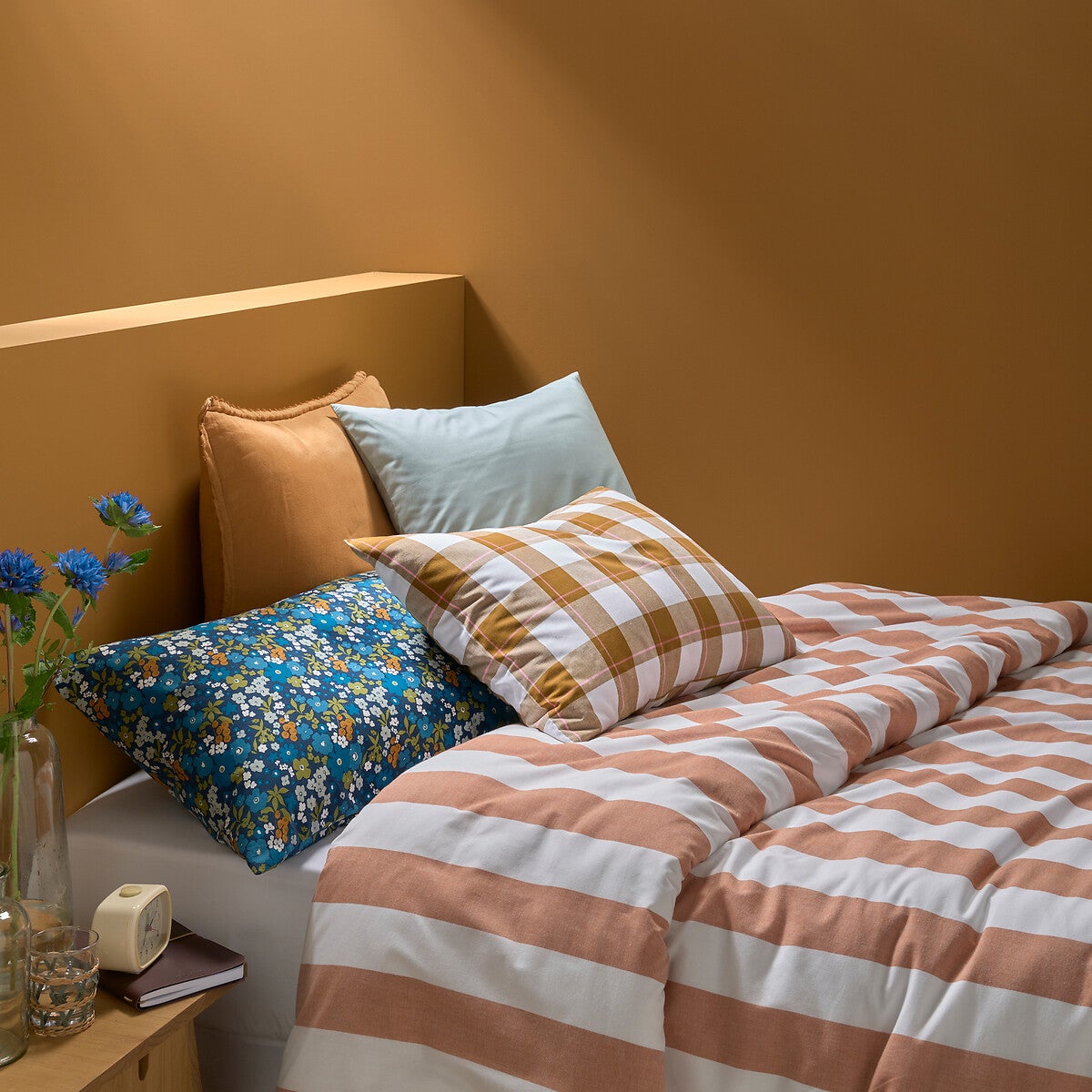 Housse de couette percale de coton motif rayure - Les pensionnaires
