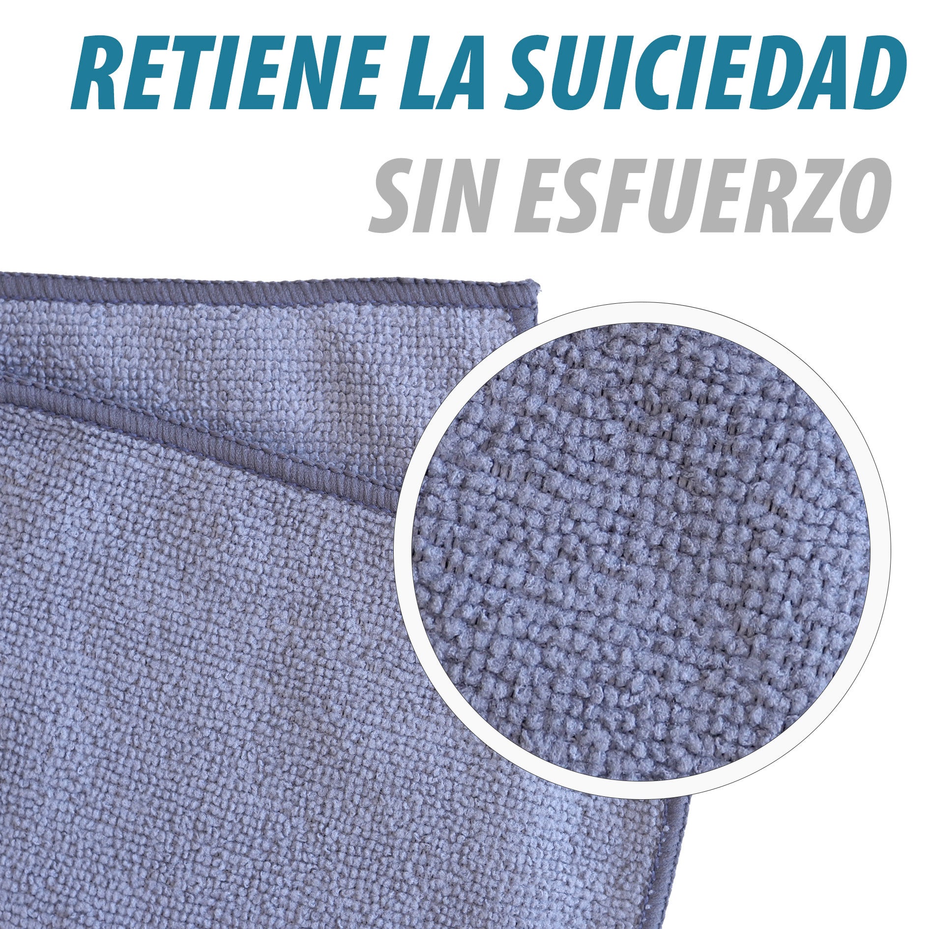 MAYA Bayeta Terry 200G. Limpieza Eficaz y Sin Marcas. 100% Microfibra. Para Todo Tipo de Superficies. Pack de 5 unidades (Gris) - 3