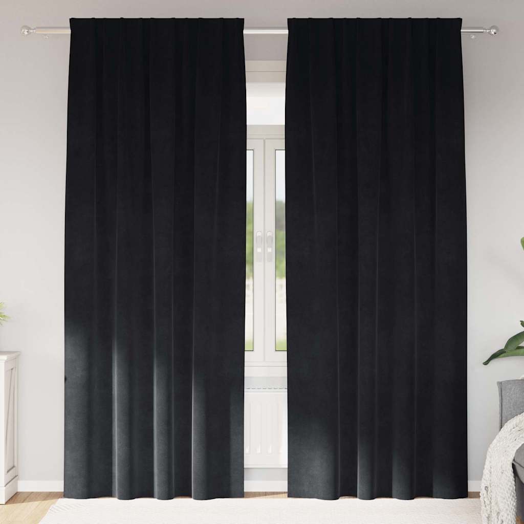 Zasłony zaciemniające 2 pcs Czarny 140 x 260 cm Aksamit vidaXL