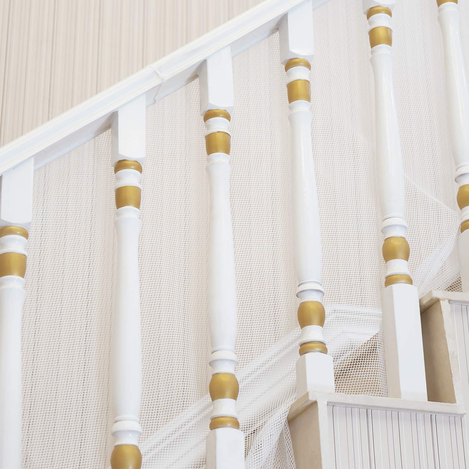 Filet de sécurité pour enfants solide et réglable pour balcons et escaliers, sûr et robuste, facile à installer et à retirer, 300x90cm, blanc - 4