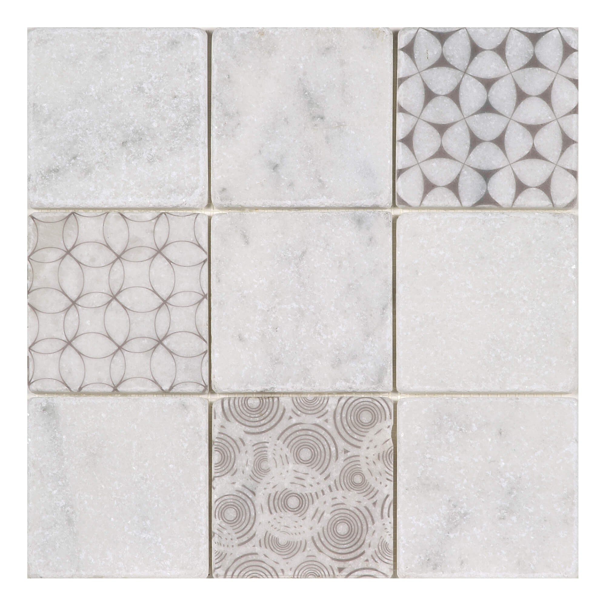 Plaque De Mosaïque Marbre 30,5x30,5 Cm - Marbre Blanc Et Bleu Gris Naturel, Référence WJ-9 MM, Neuf Sous Emballage