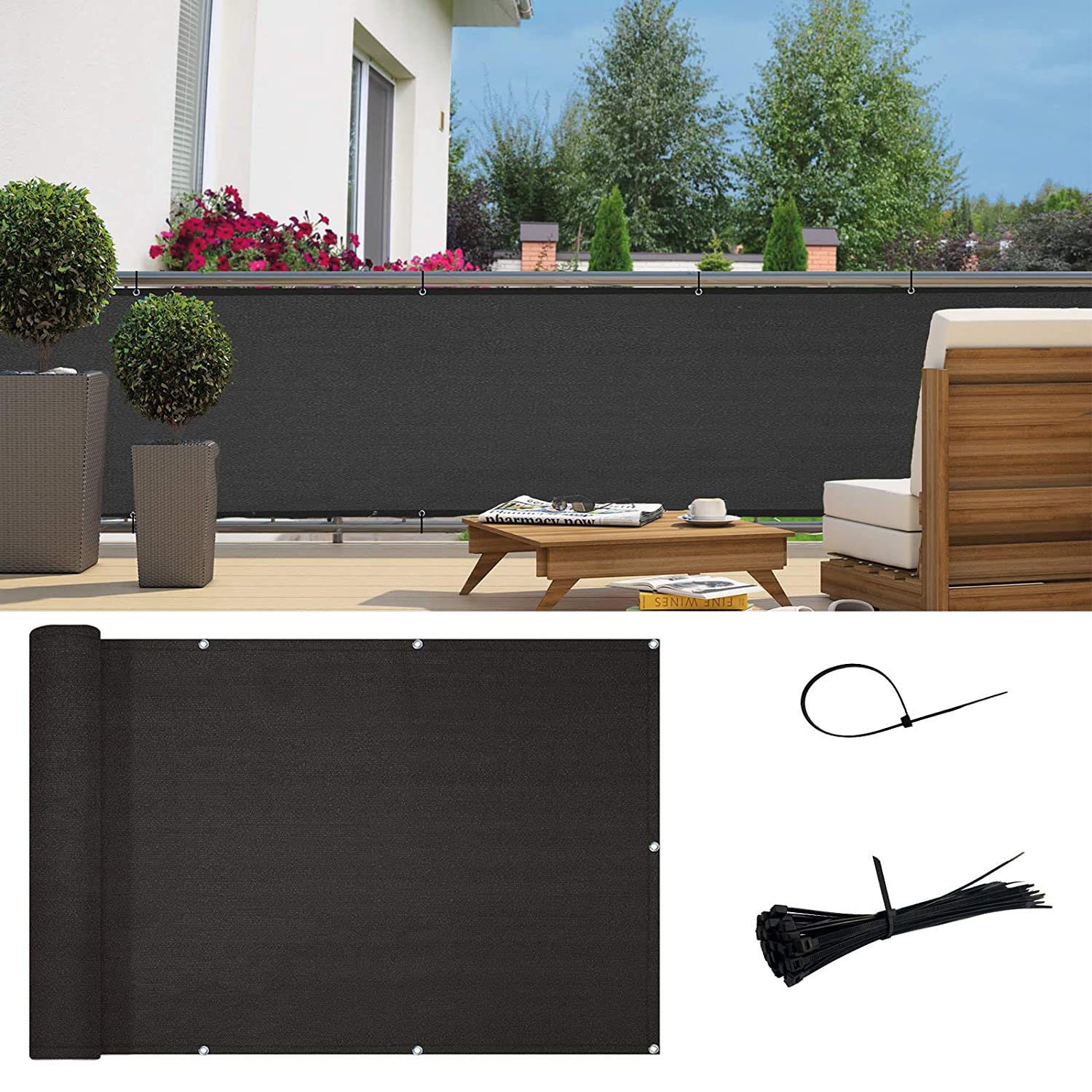 Rebecca Mobili Tenda Vela Triangolare, Tenda Ombreggiante, Grigio Scuro, Polietilene Hdpe, Con Custodia, Corde Incluse, Per Giardino Balcone - Misure: 5x5x5 mt - Art. RE6815 Rebecca Mobili Tenda Vela Triangolare, Tenda Ombreggiante, Grigio Scuro, Polietilene Hdpe, Con Custodia, Corde Incluse, Per Giardino Balcone - Misure: 5x5x5 mt - Art. RE6815