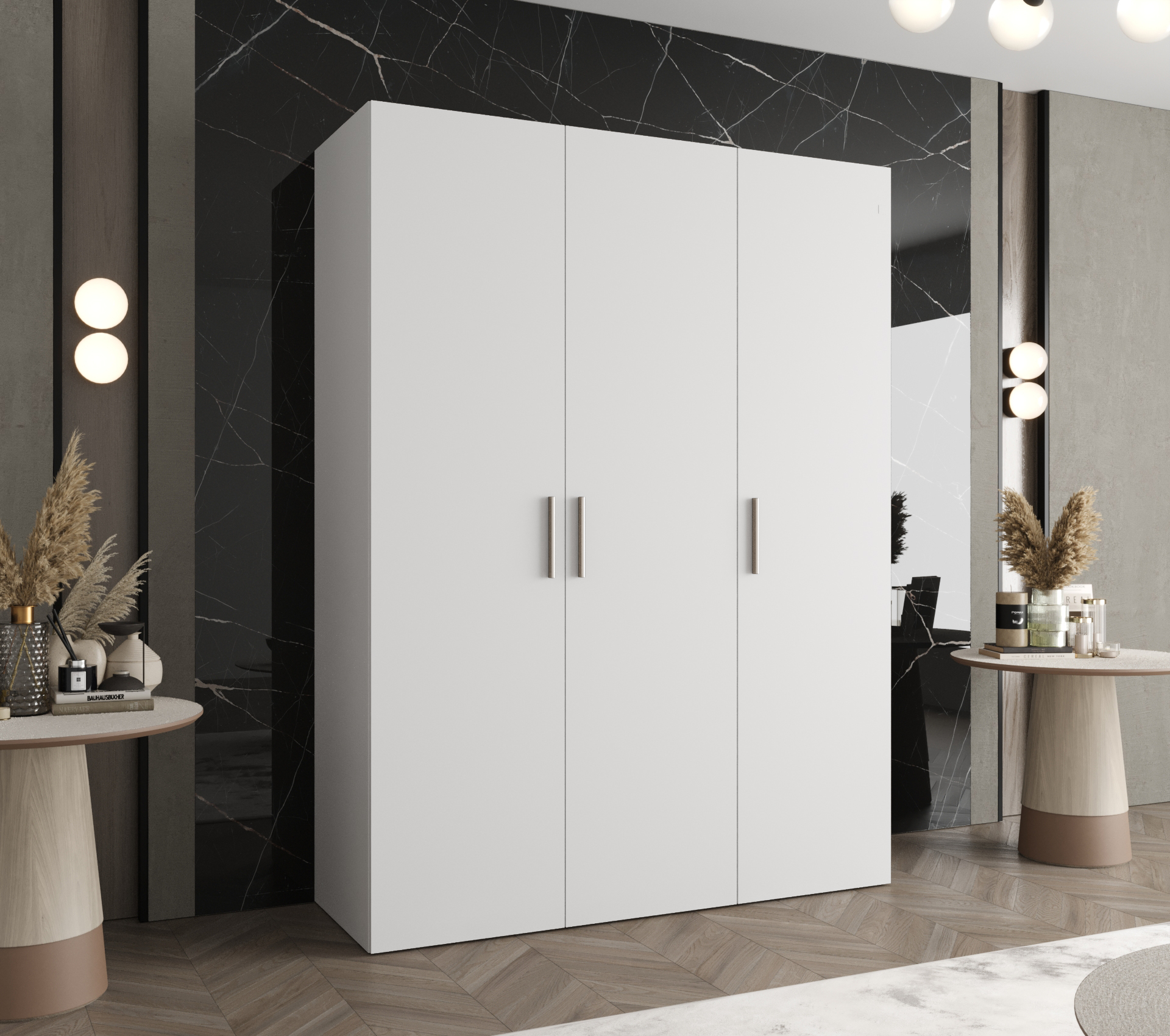 Szafa uchylna otwierana Bari 1 150 x 52 x 202 cm biały + u. srebrny Abiks Meble - 2