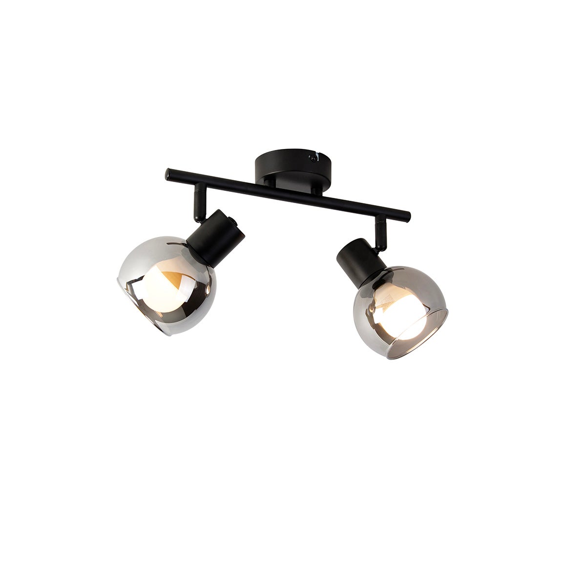 Qazqa regulowany reflektor sufitowy 2-punktowy inteligentny - Vidro - czarny, e14, żarówkami LED 4.2 w zestawie, 2700k - 6500k