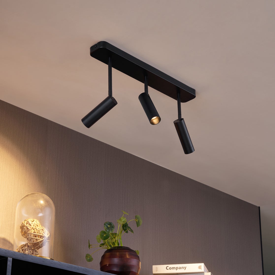 Zaokrąglony reflektor sufitowy czarny GU10 35mm 3-punktowy regulowany - Kate