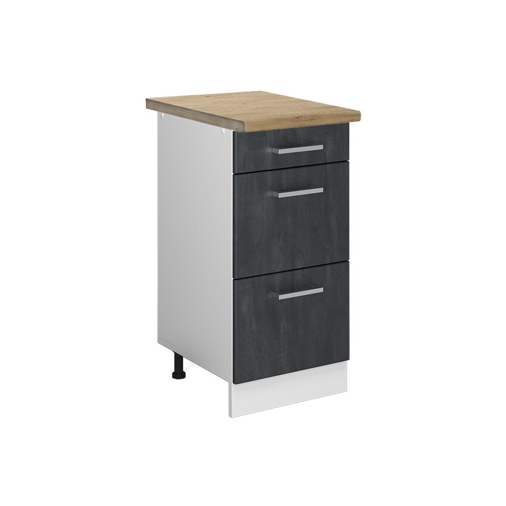 Vicco Szafka dolna do kuchni R-Line, Czarny beton, 40 cm BP Dąb
