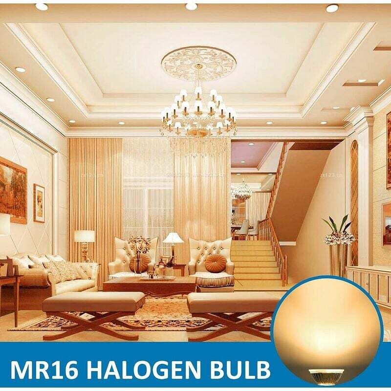 Ampoule halogène GU5.3 35W 12V, 400 lumens, lumière blanche chaude, 2700K, dimmable, spot halogène MR16, lot de 6. - 3
