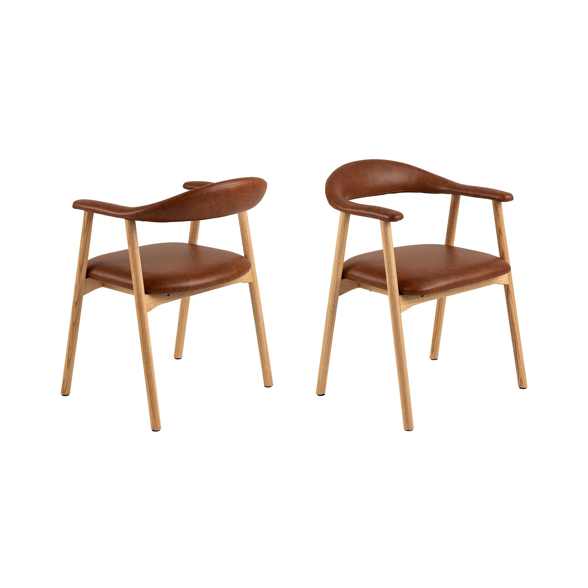 Addi krzesło stołowe z podłokietnikami skóra syntetyczna brązowy.