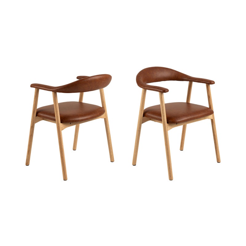 Addi krzesło stołowe z podłokietnikami skóra syntetyczna brązowy.