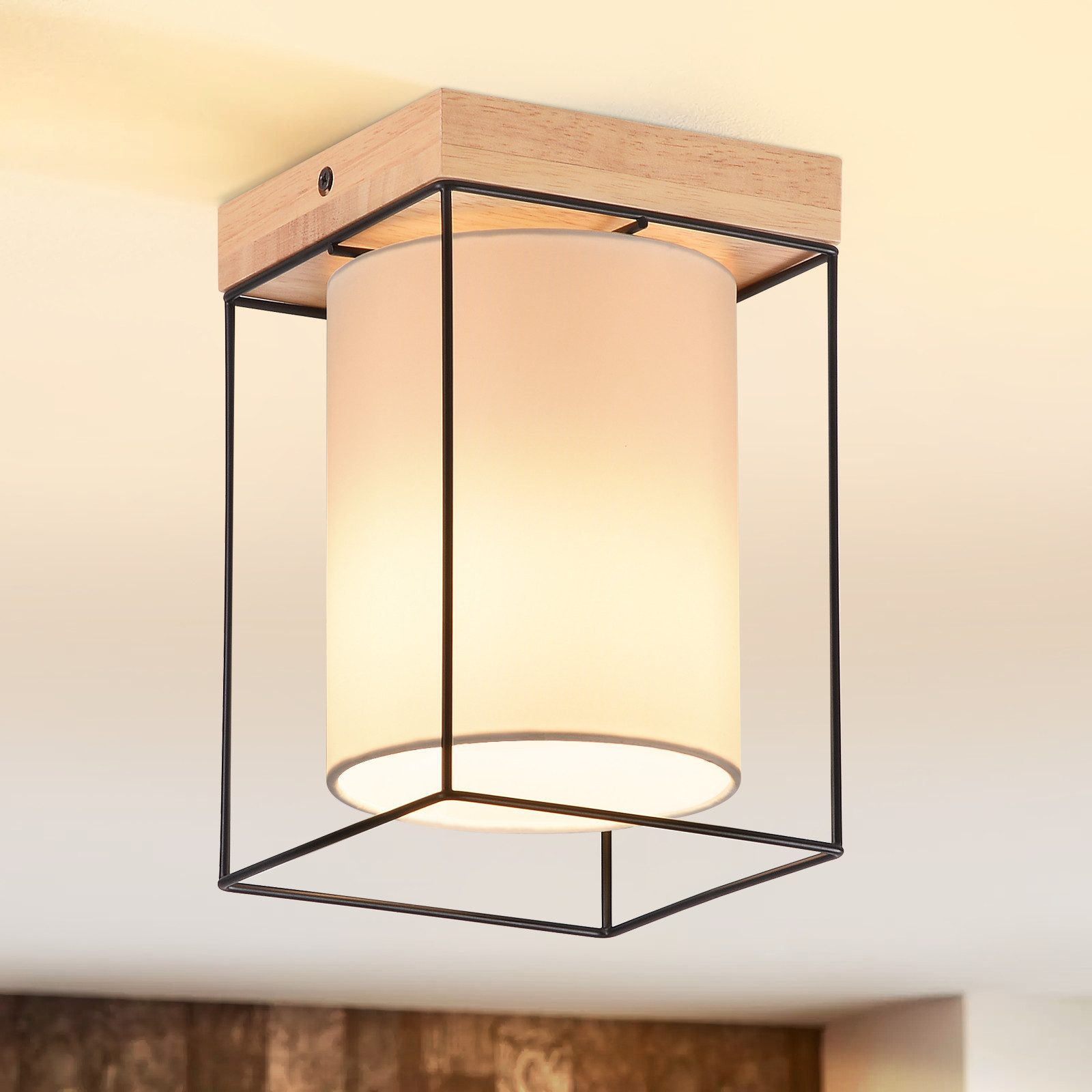 ZMH Plafonnier Salon Plafonnier Chambre - Abat-Jour En Tissu Lampe De Salon Plafond 40cm Lampe De Chambre Blanc Chaud E27 Plafonnier Noir Moderne Pour Cuisine Couloir Bureau 85416036