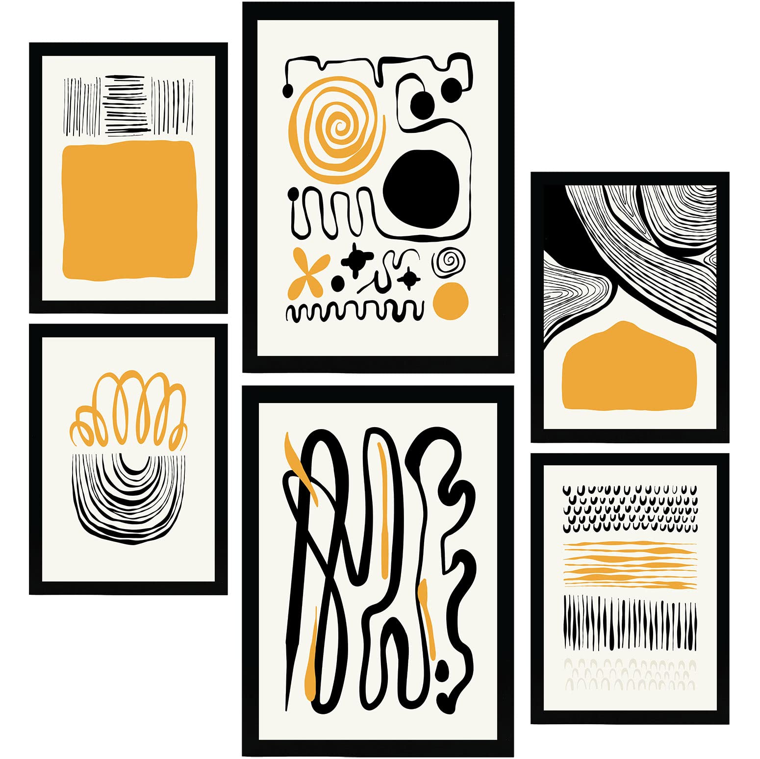 Nacnic set de 6 posters en tinta negra emociones láminas artísticas y abstractas para el diseño y tamaños a3 & a4 marco negro