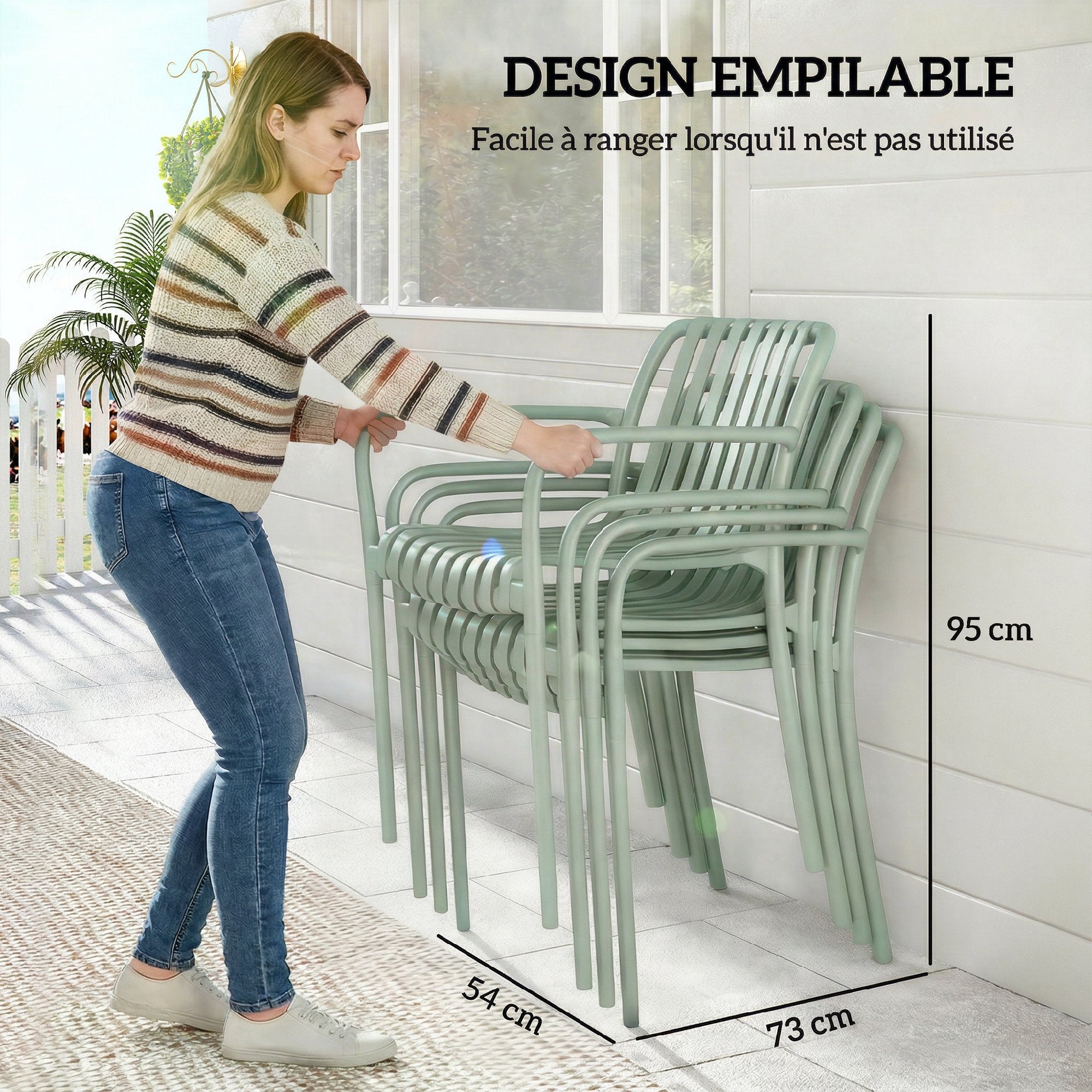 Chaise de jardin extérieure pp 4 places Outsunny - 5
