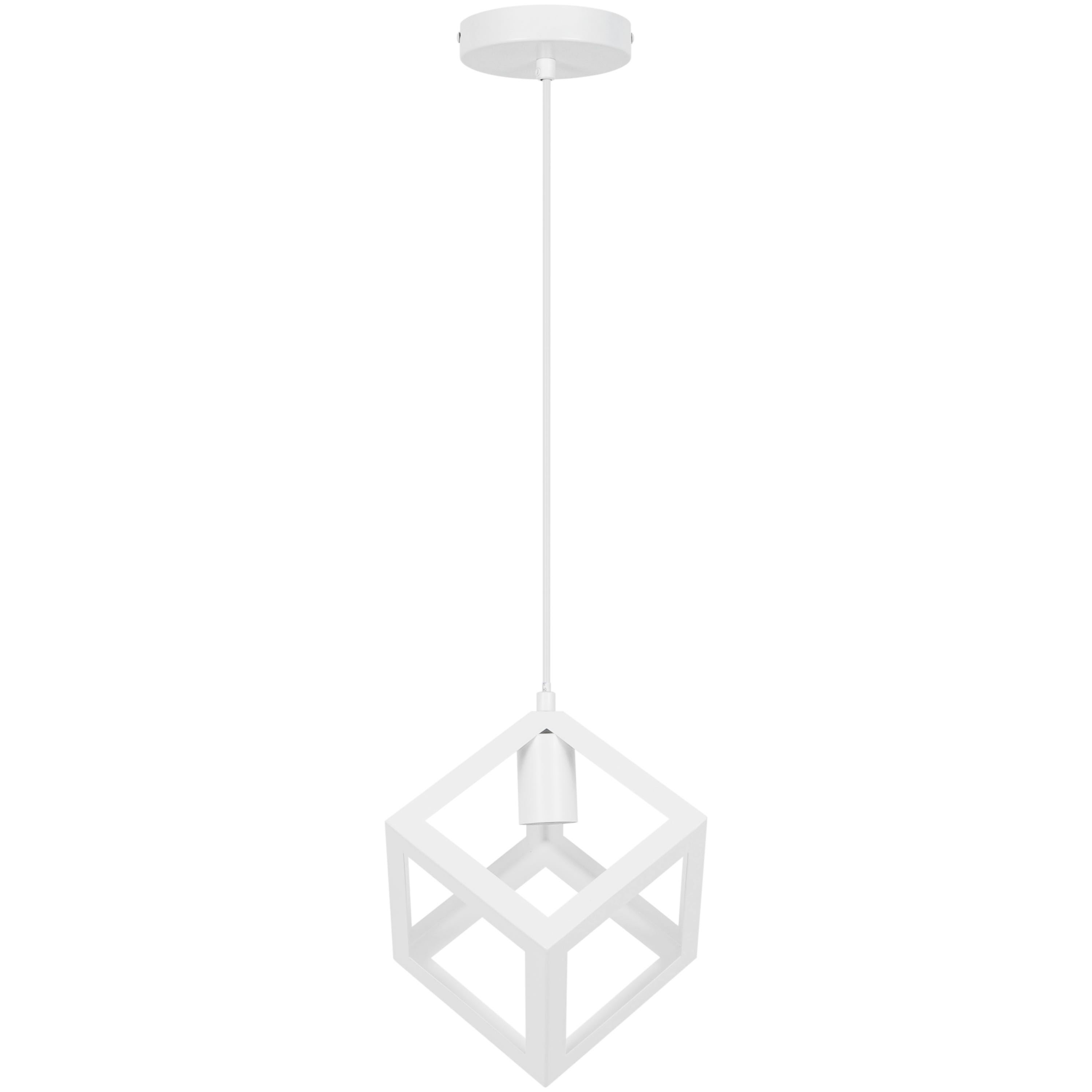 Lampada a sospensione in ferro bianco PLYWOOD - 1 x E27 - 22,6 x 22,6 x 50/130 cm - IP20 - INSPIRE - 3