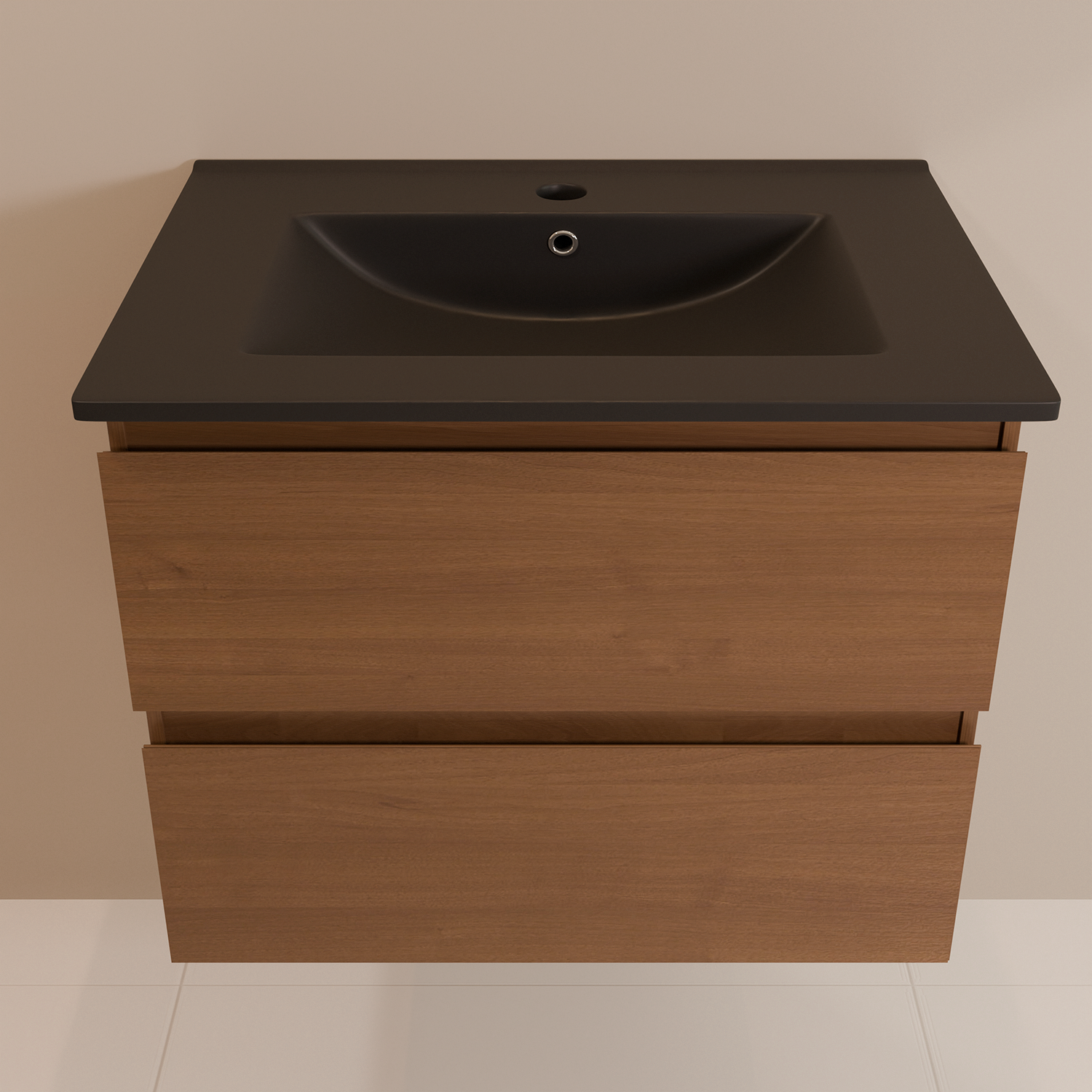 LOMAZOO Meuble De Salle De Bain Marenza Chêne Chaud 60cm - lavabo noir - 3