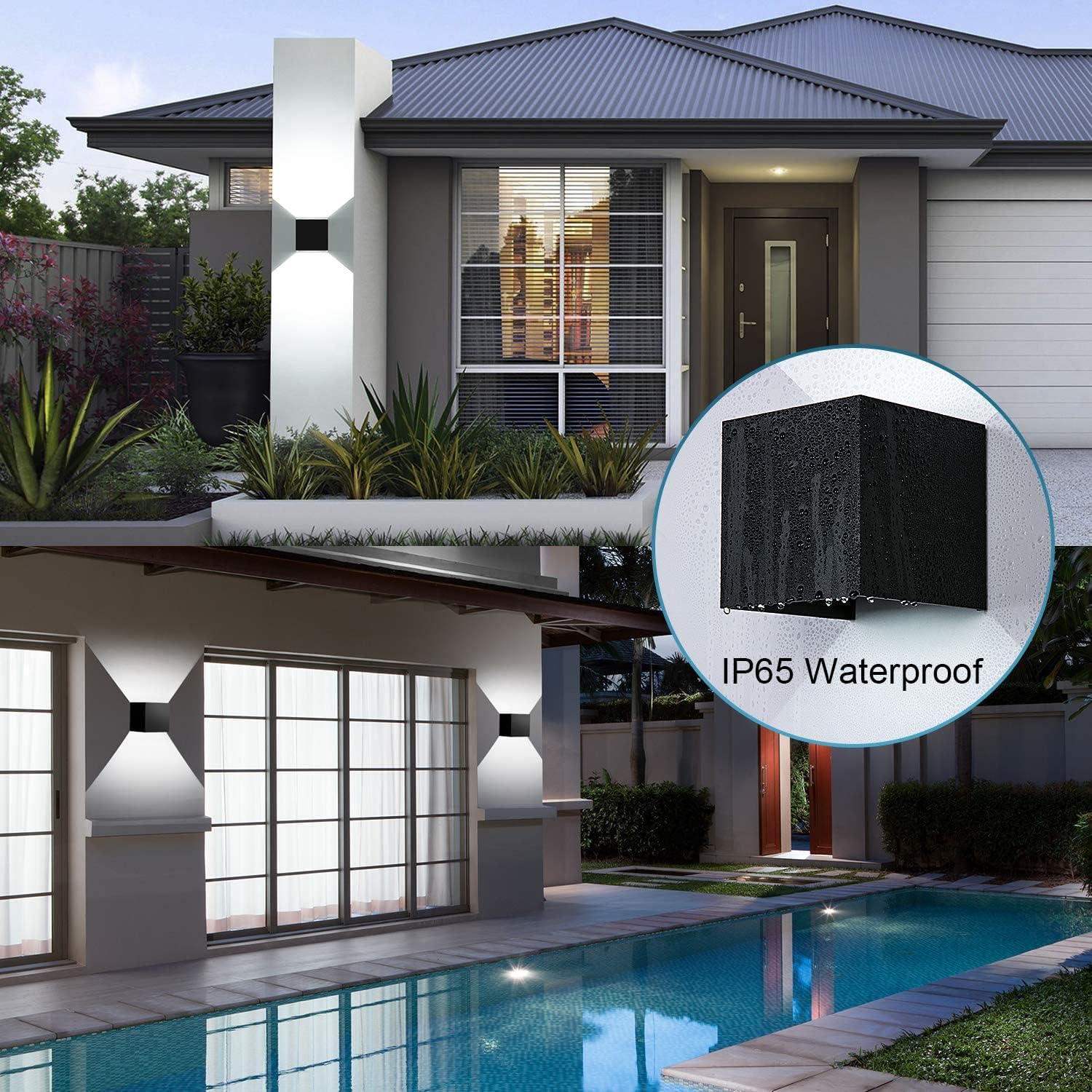 Applique murale d'extérieur LED Cube 12 W, étanche IP65, angle d'éclairage réglable, noir, lumière naturelle 4000K - 7