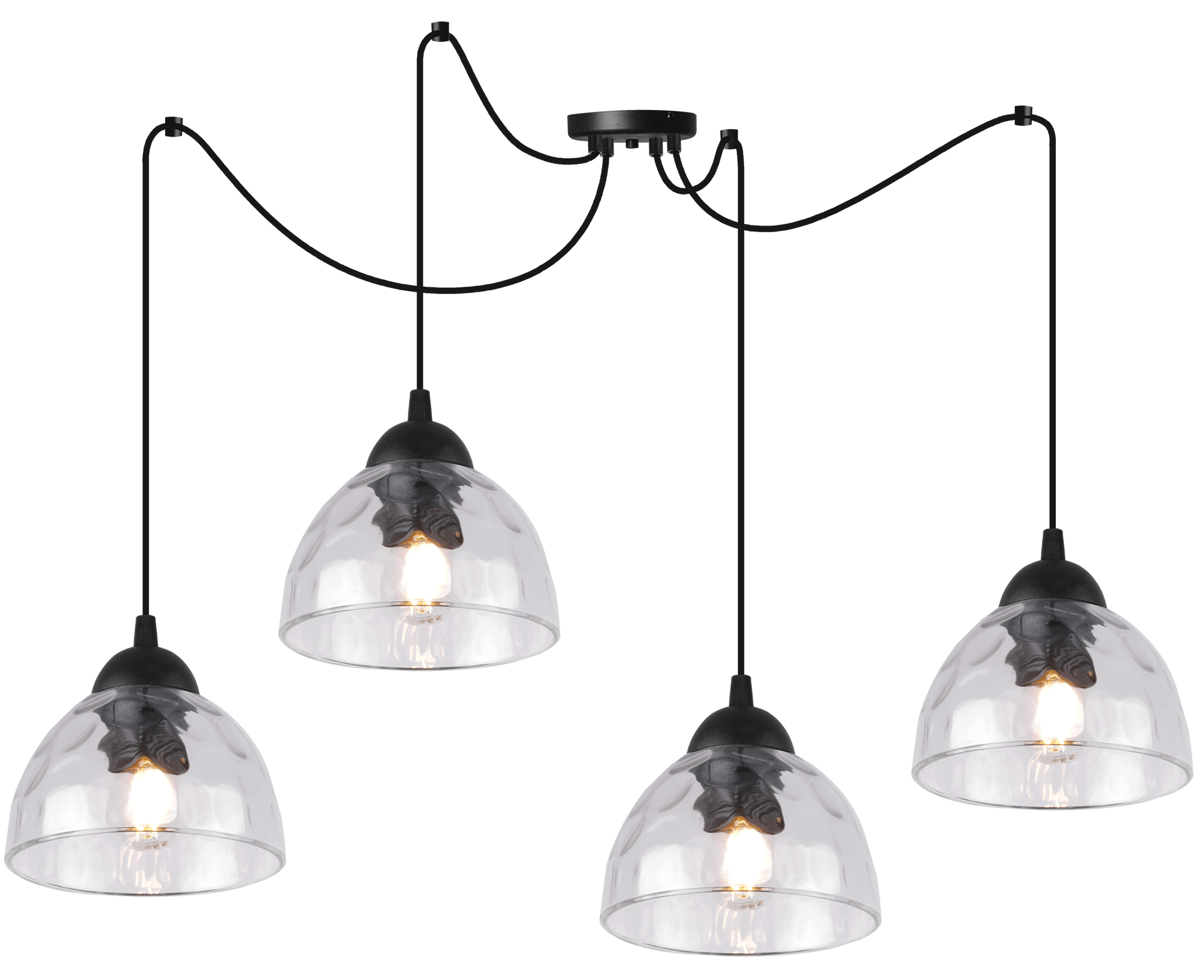 Lampa sufitowa wisząca Venice pająk classic 4xE27 klosz półokrągły transparentny Light Home LH
