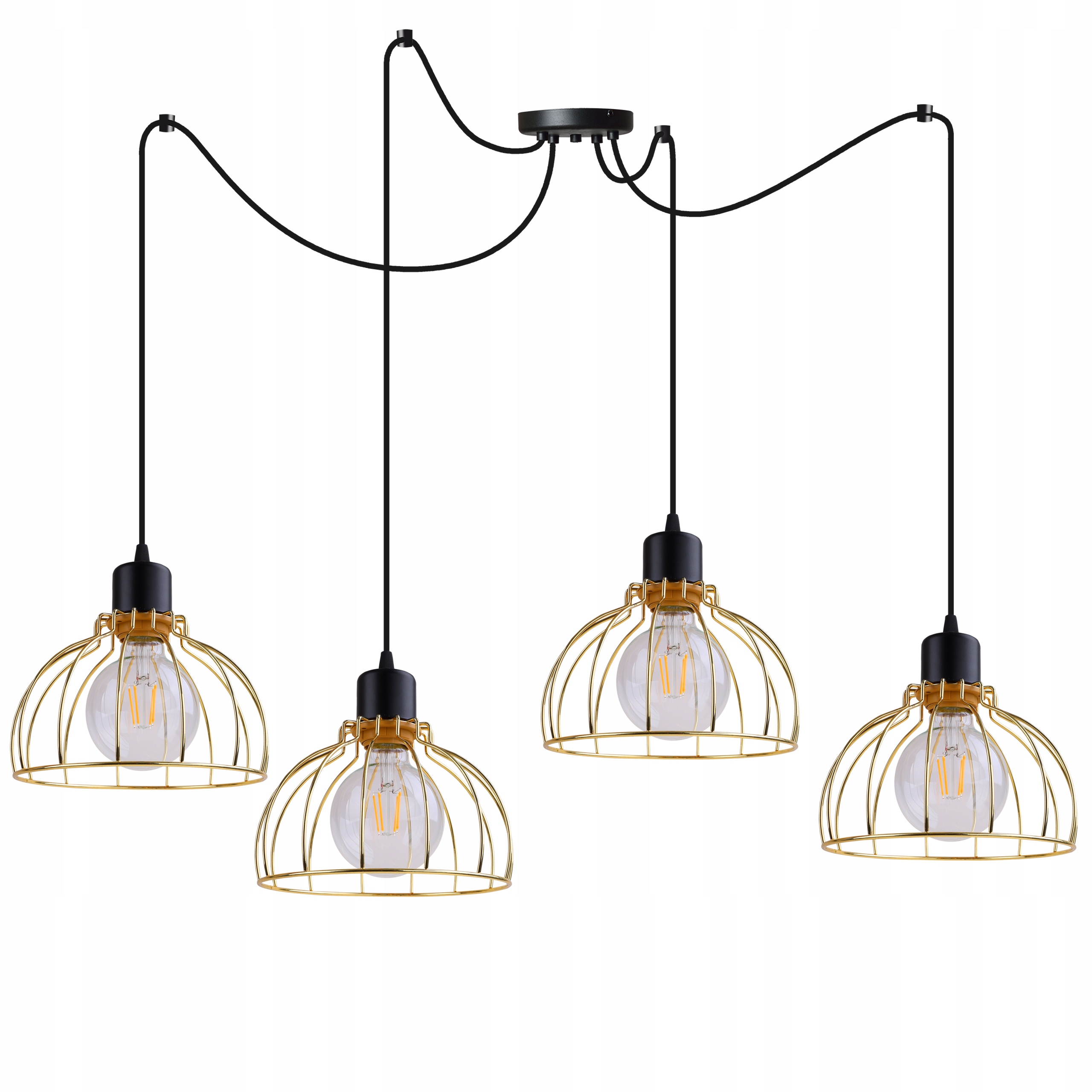 Lampa sufitowa wisząca Spider Mobi moden 4xE27 abażur druciak złoty Light Home LH