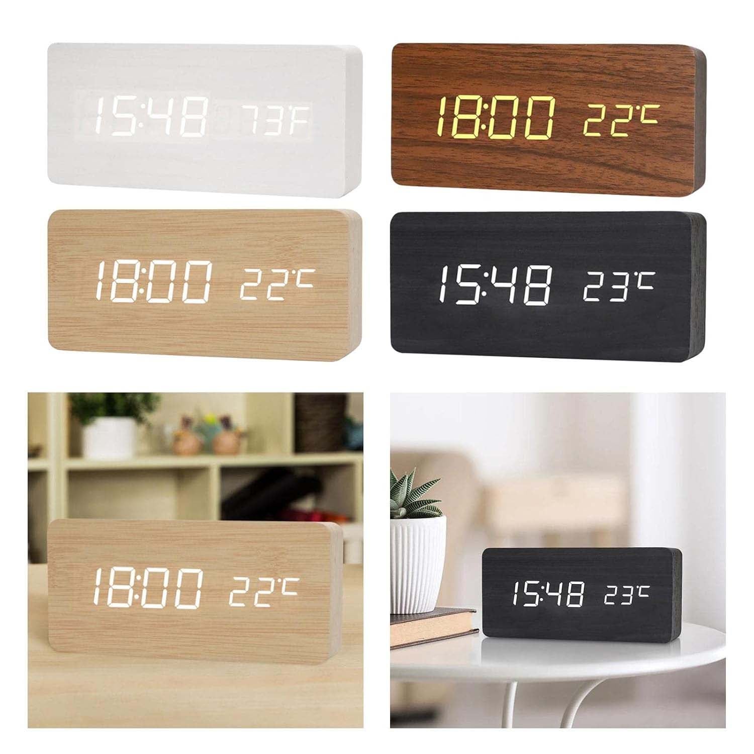 Réveil rétro créatif silencieux, horloge LED lumineuse marron vintage, idéale pour chambre, bureau ou salon, décoration élégante - 7