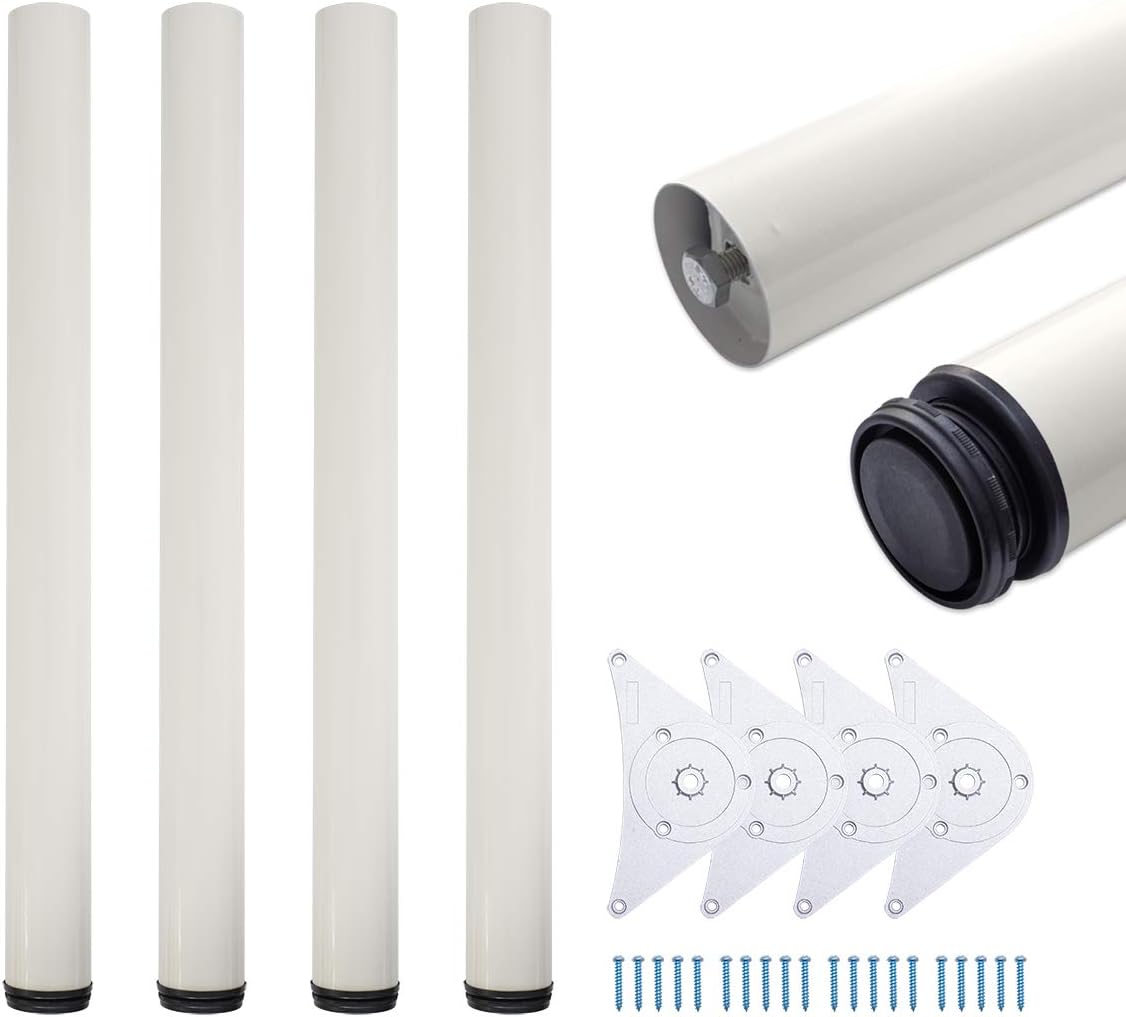Picioare masă TBWH Premium, set 4, alb, înălțime 71 cm +2 cm reglabil. Unelte asamblare incluse. Robuste și stabile.
