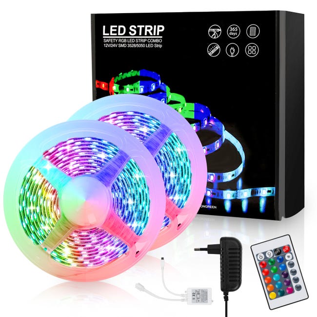 Bande lumineuse LED RGB 5050 Bluetooth étanche Flexible DC 12V 5M 10M Bande lumineuse LED RGB 5050 Bluetooth étanche Flexible DC 12V 5M 10M