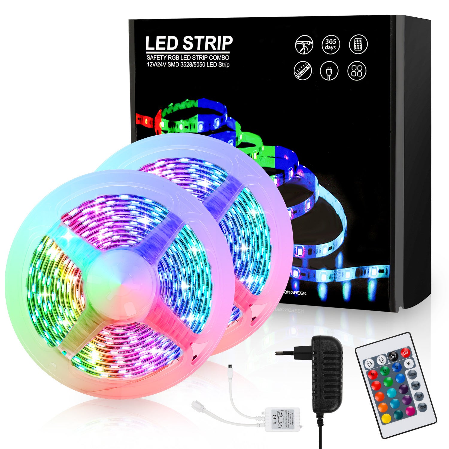 Striscia LED RGB 5050 10M Luci LED - IP65 Impermeabile Alimentatore e Telecomando a 44 tasti, 300 LED - per Decorazioni, Cucina, Festa, Natale, Bar ecc