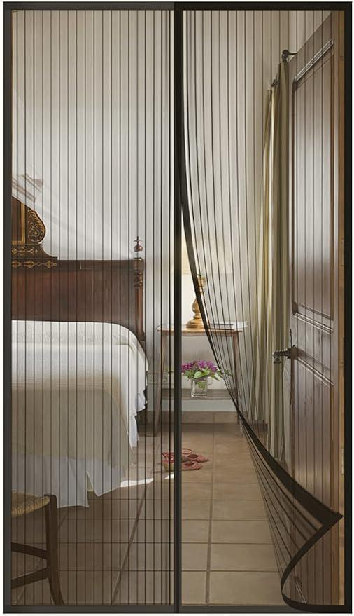 Mosquitera magnética para puerta, mosquitera magnética de malla fina, cortina antimoscas y antiinsectos, con cierre de almacenamiento, (negro 90 x 220