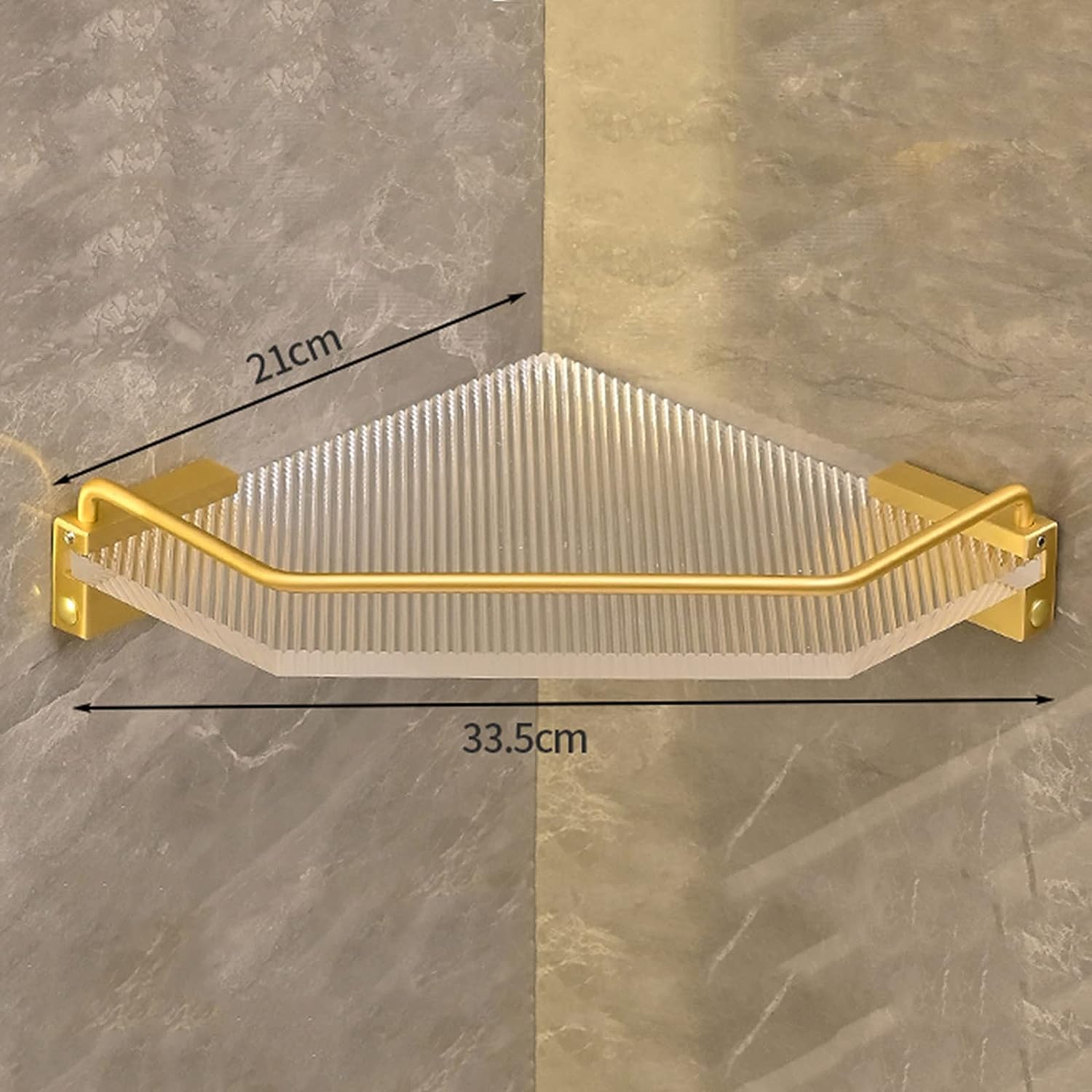 Dessous De Plat De Salle De Bain En Acrylique, Support De Rangement D'Angle Mural, Accessoires De Salle De Bain Sans Poinçon (Or) 1 Pièces - 3