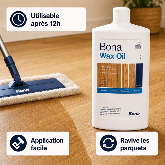 BONA Wax Oil W, une huile naturelle durable pour l'entretien des parquets huilés et cirés. - 4