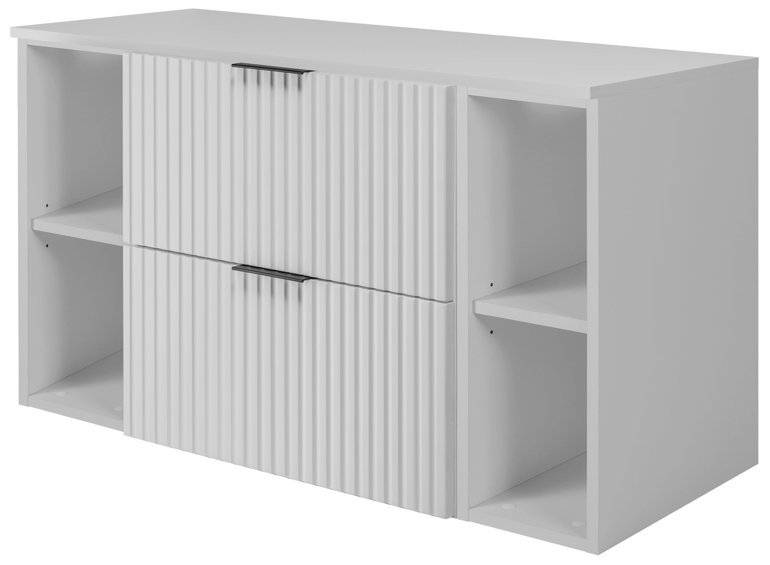 Zestaw łazienkowy FLOW 100 cm biały z białymi regałami blat w zestawie