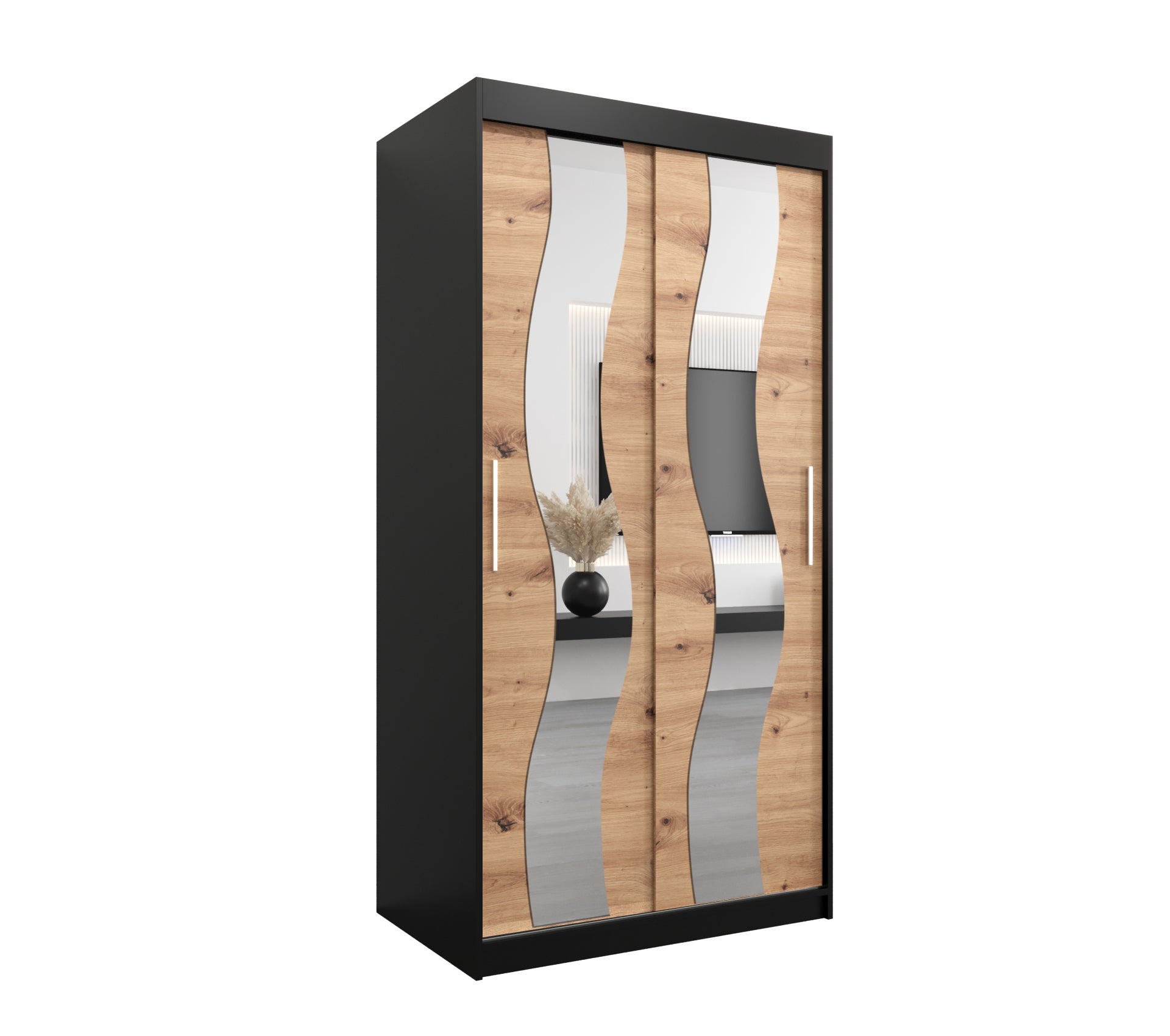 Szafa przesuwna garderoba SEWILLA 100 x 62 x 200 cm Czarny + Artisan - Abiks Meble