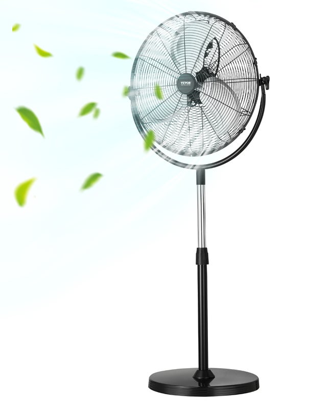 Ventilateur sur Pied Industriel, 425 mm, Hauteur Réglable 1150-1470 mm, 3 Vitesses Réglables, Débit d'Air 4200 CFM, pour Chambre, Salon, Noir VEVOR