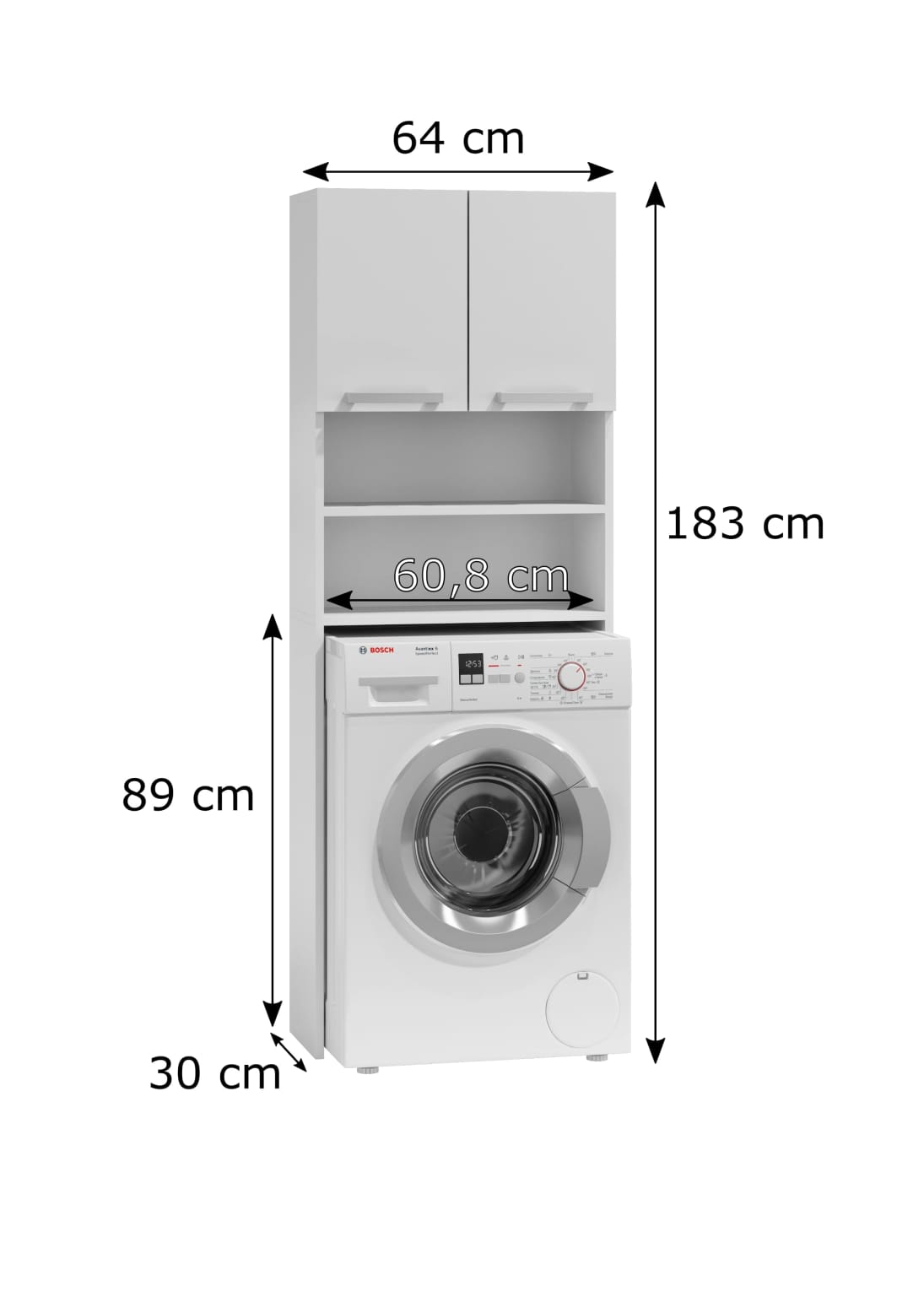 COMO - Mueble para lavadora - 64x183x30cm - area de almacenamiento lavaropa - estilo moderno - 2