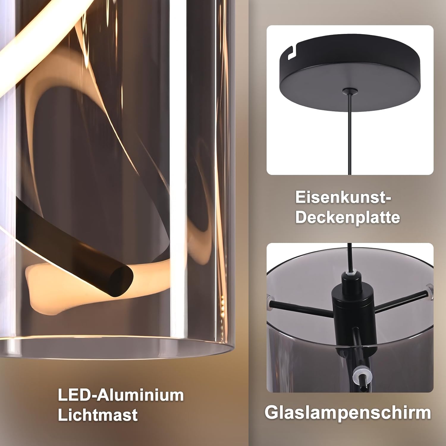 ZMH Czarna lampa wisząca LED 8W 3000K z regulacją wysokości do salonu i kuchni - 5