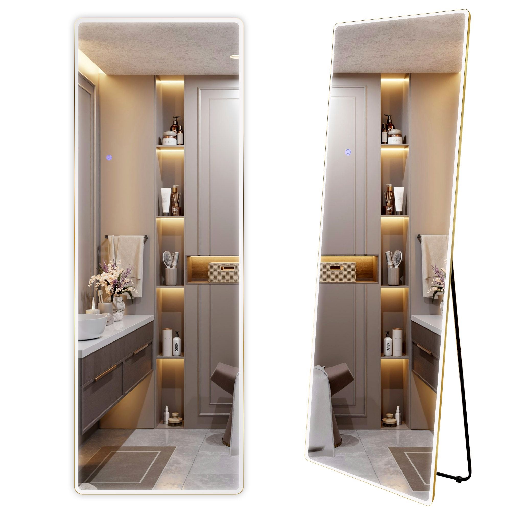 Rea Oglindă Led Classico 50x160cm Brush Gold