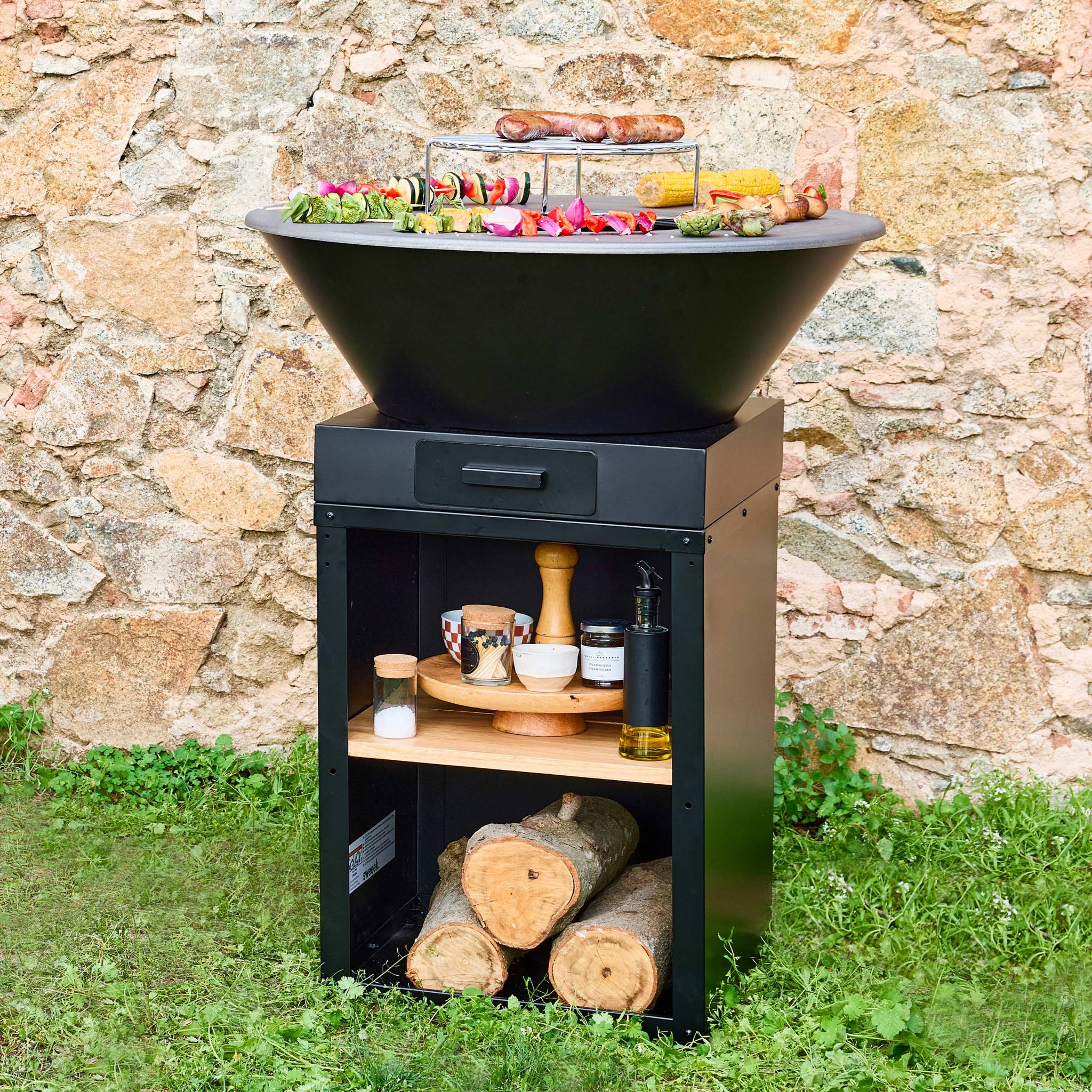 Brasero barbecue Ø81.5cm avec grille de cuisson et espace de rangement MOMBACHO - 2