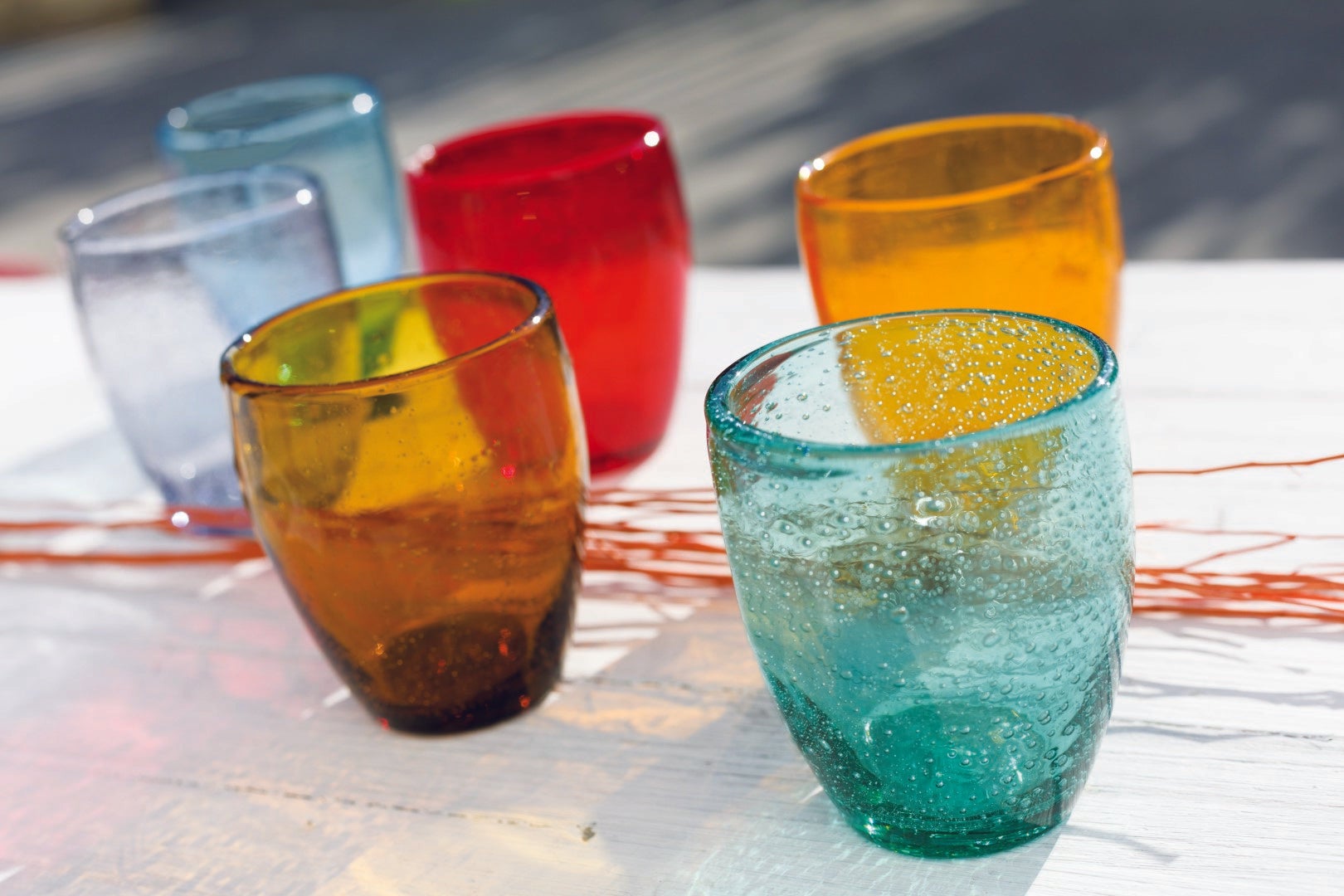 Acquista Online Set 6 Bicchieri Rossi Intagliati di Design