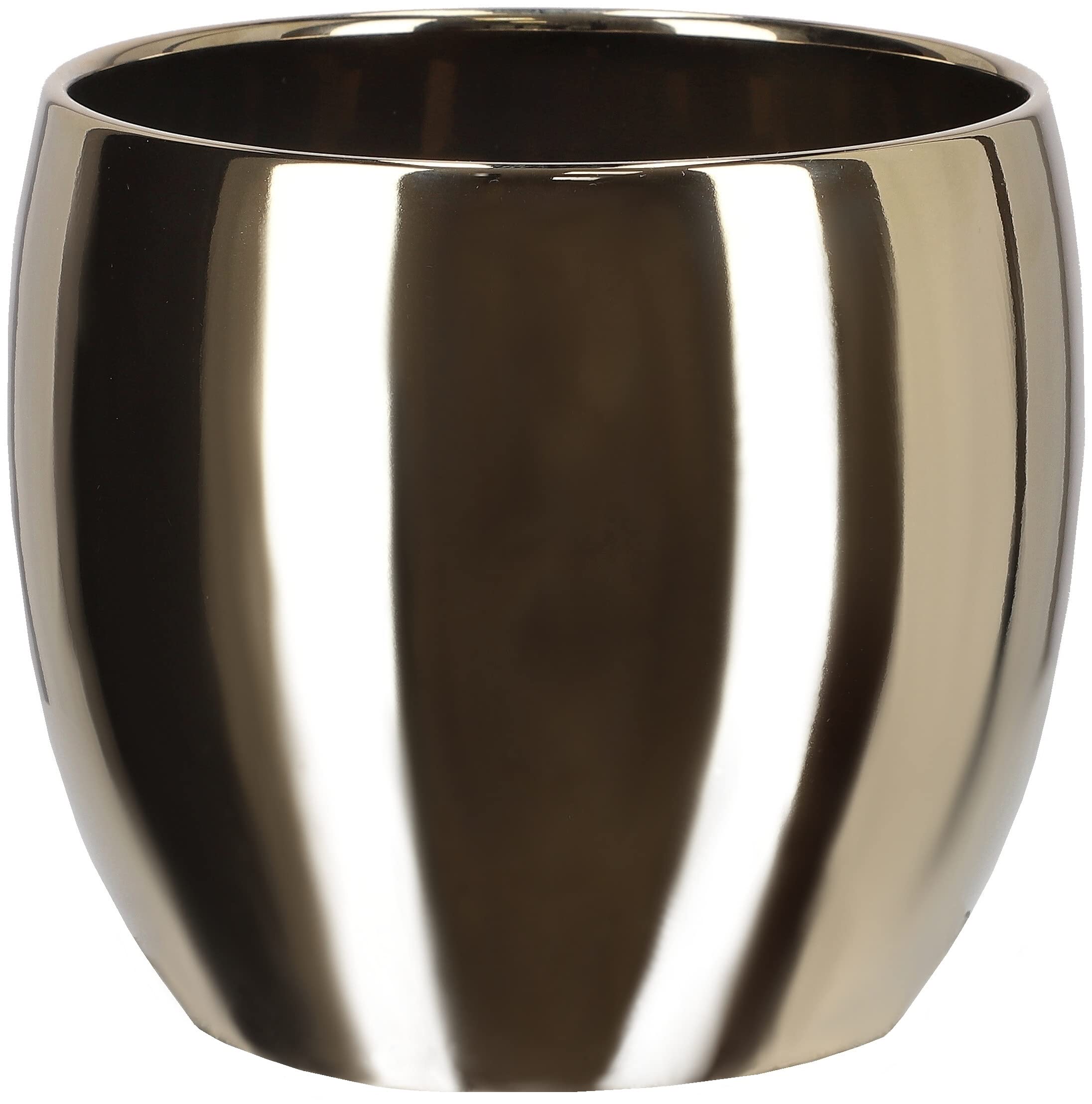 Zestaw 2x donica doniczka osłonka 12,5 cm złota ceramika szkliwiona glamour - KOTARBAU - 8