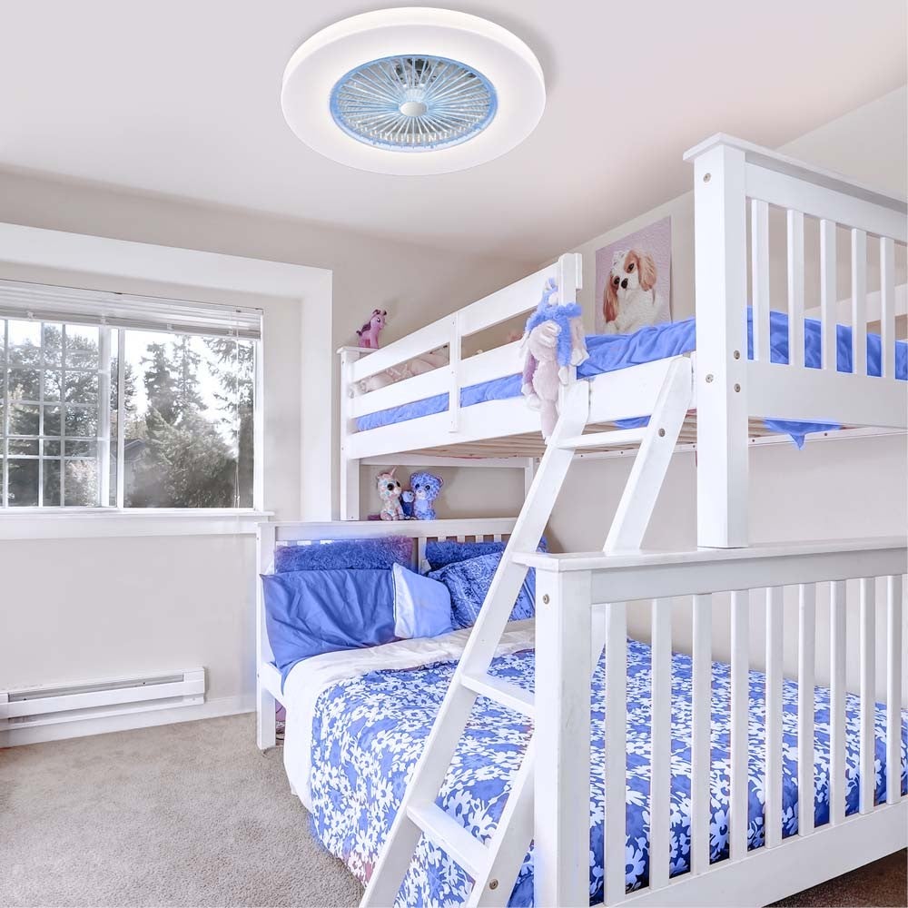 Ventilatore da soffitto LED 45W con pale nascoste Ponele bianco con telecomando e intensità regolabile ø59cm - 4