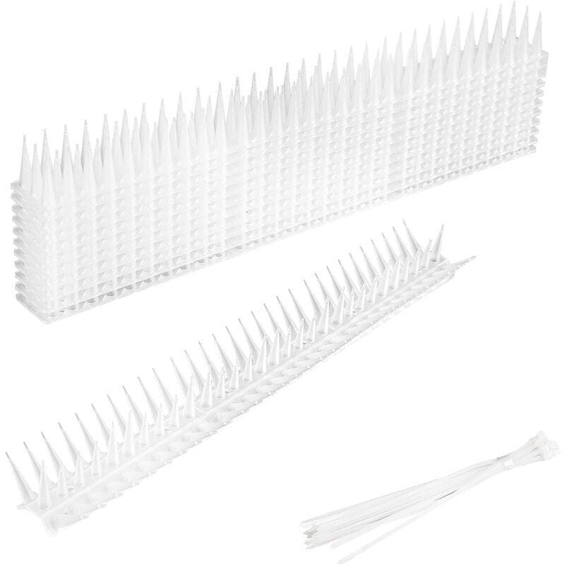 TronicXL Lot de 20 pics anti-pigeons blancs en plastique - 10 m - 50 TronicXL Lot de 20 pics anti-pigeons blancs en plastique - 10 m - 50