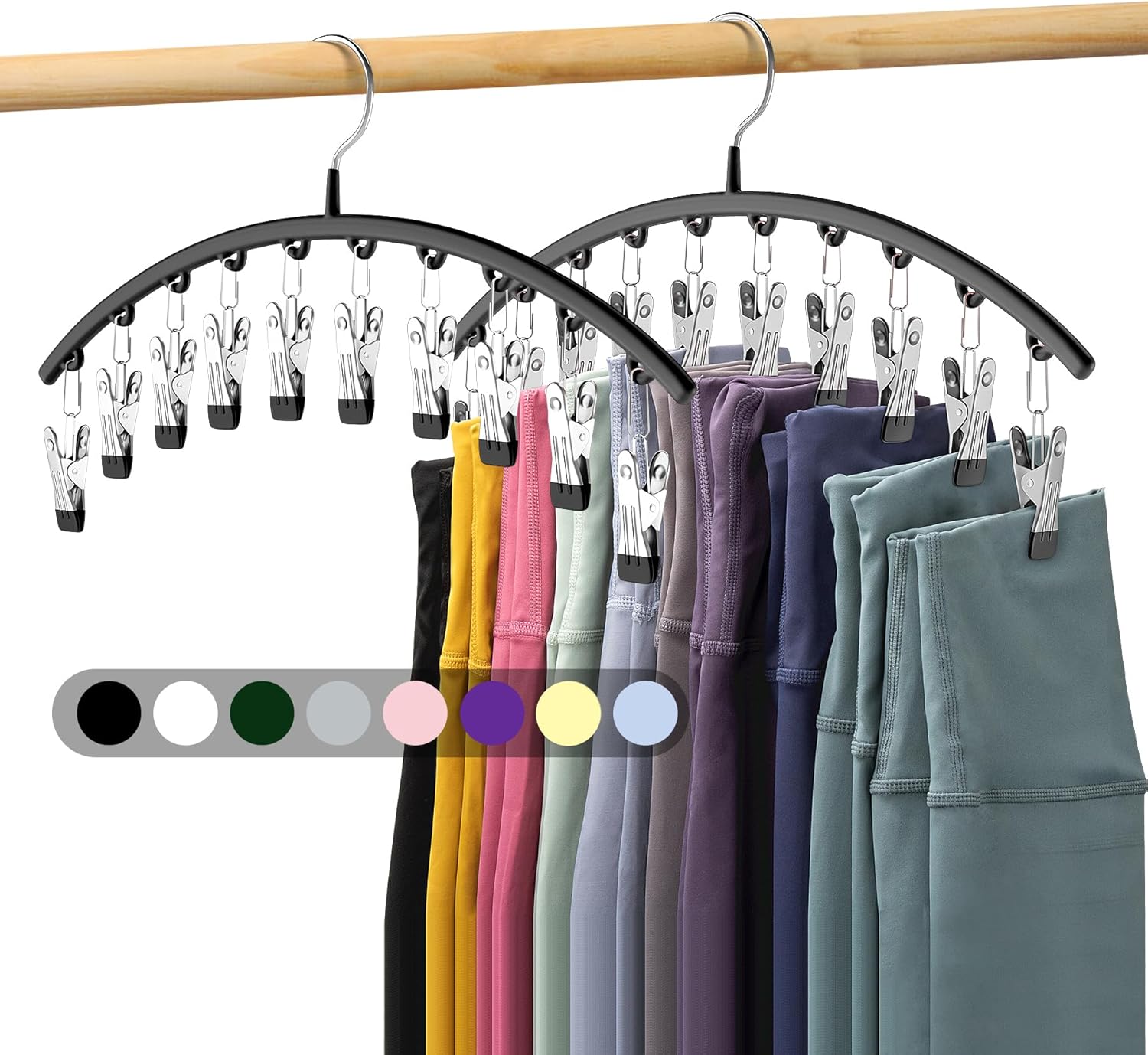 HWAJAN Appendini per pantaloni con clip, 20 grucce regolabili per gonne da donna, antiscivolo, per jeans, appendiabiti, pantaloni, resistenti, salvaspazio, colore: nero, 30,5 cm